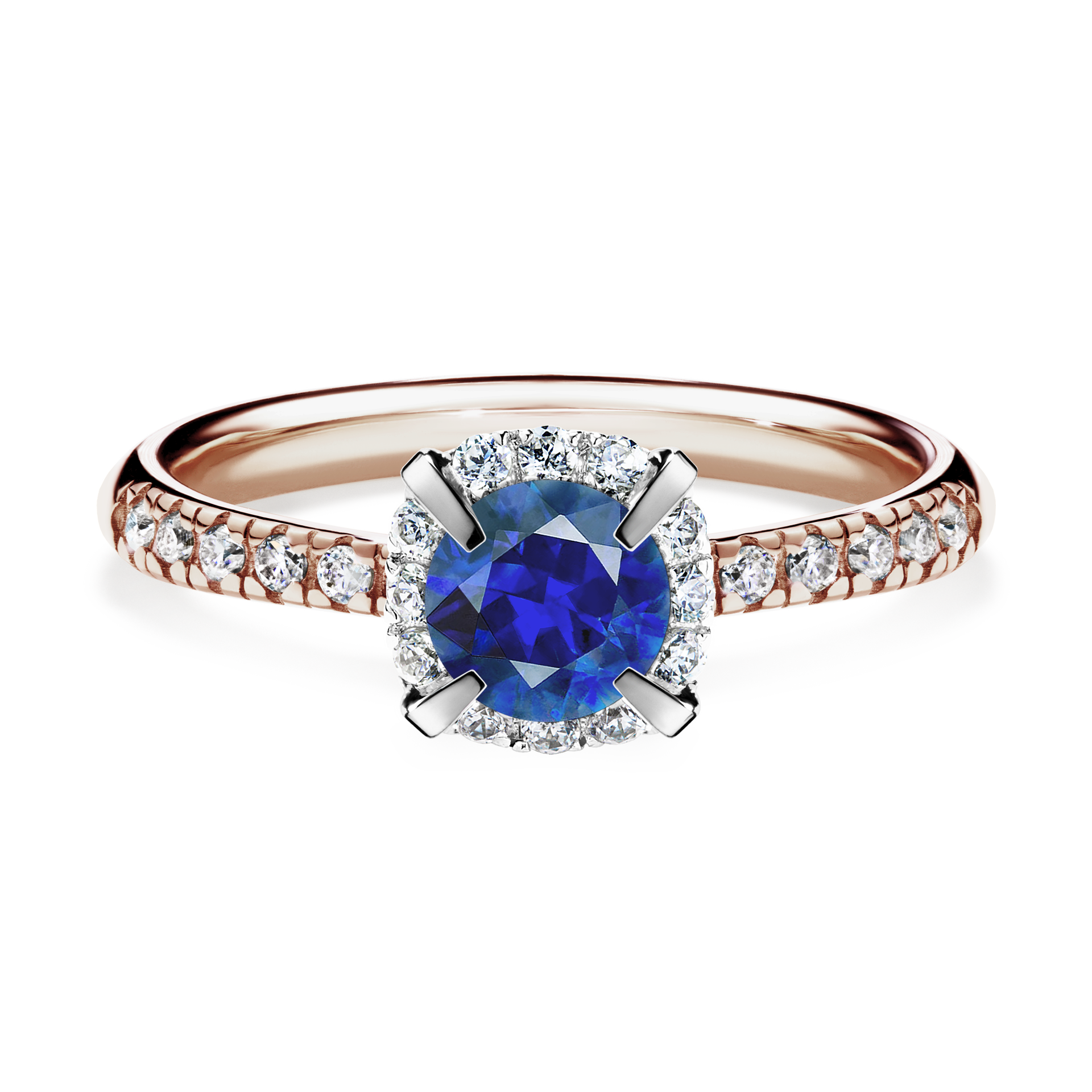 Pierścionek zaręczynowy My Princess z różowego złota z szafirem niebieskim 0,76CT