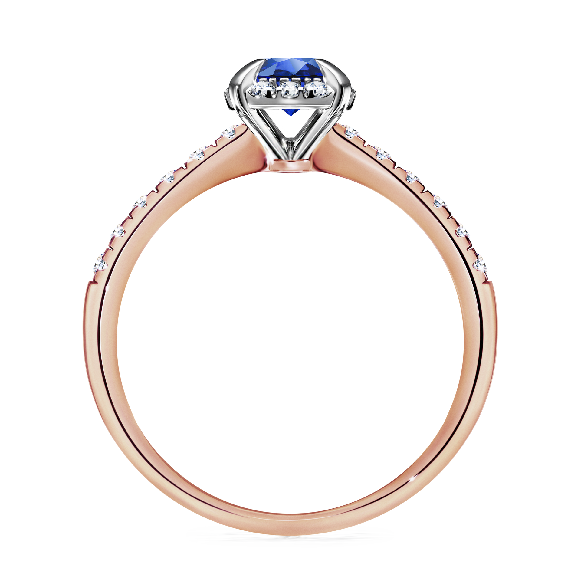 Pierścionek zaręczynowy My Princess z różowego złota z szafirem niebieskim 0,76CT