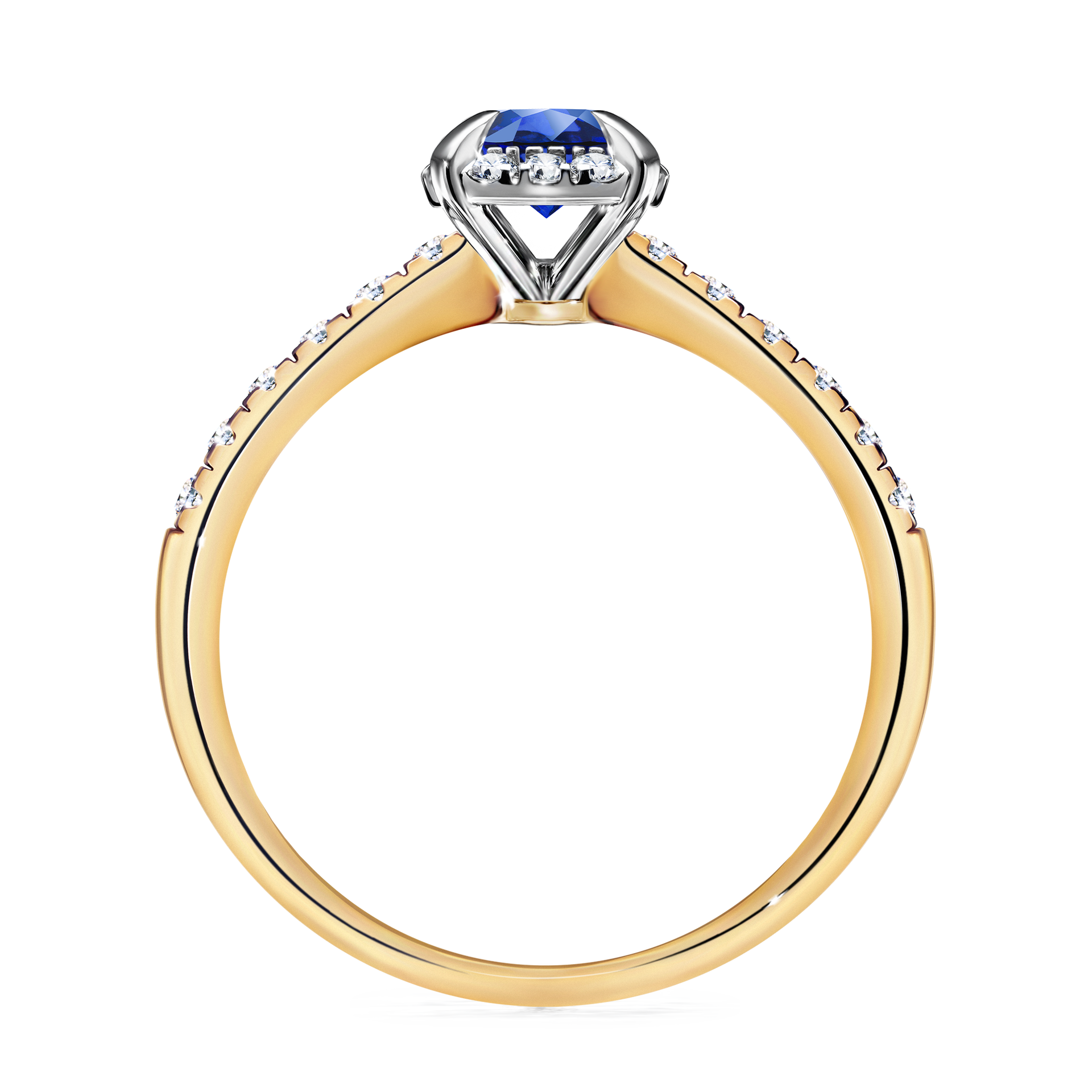 Pierścionek zaręczynowy My Princess z żółtego złota z szafirem niebieskim 0,76CT