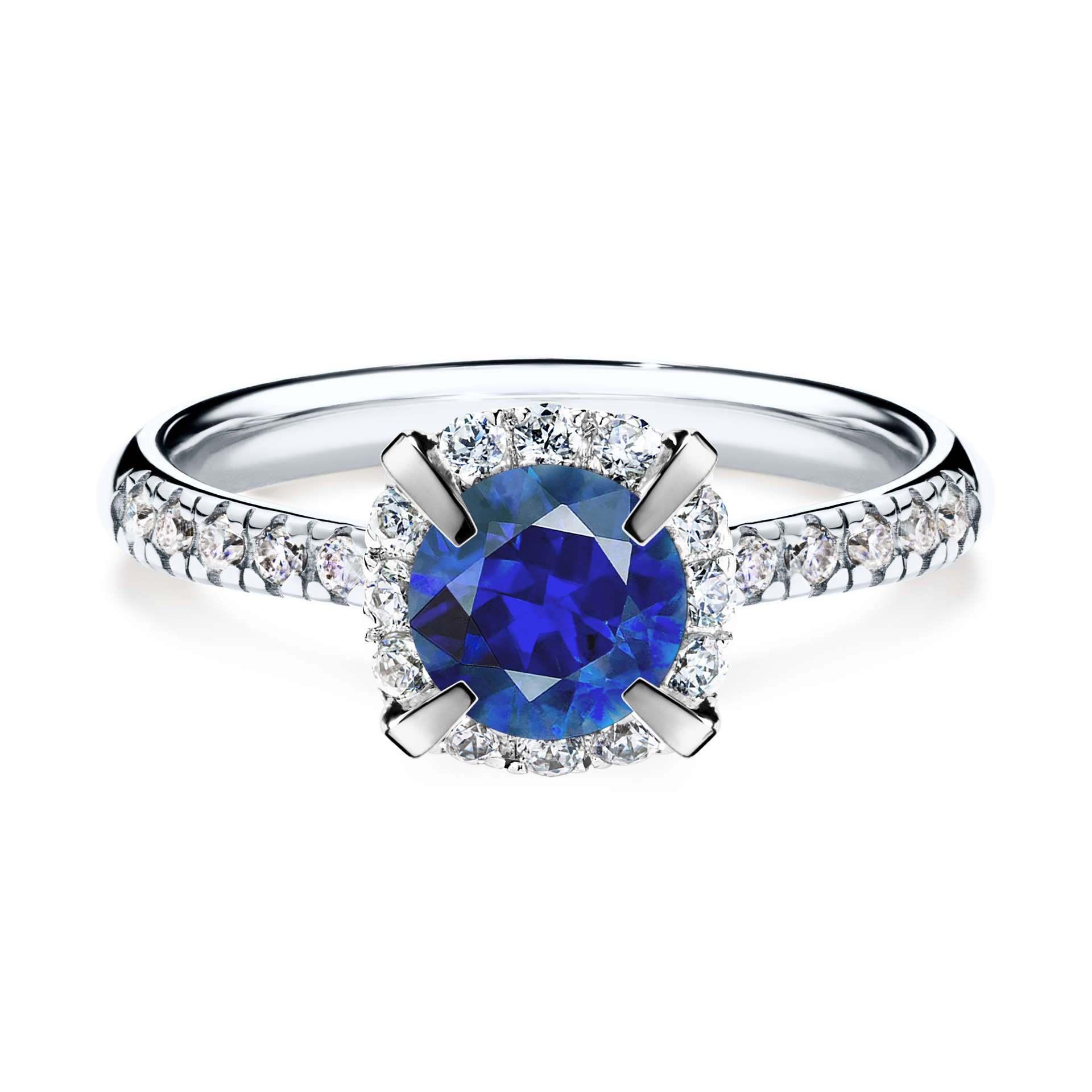 Pierścionek zaręczynowy My Princess z białego złota z szafirem niebieskim 1,18CT