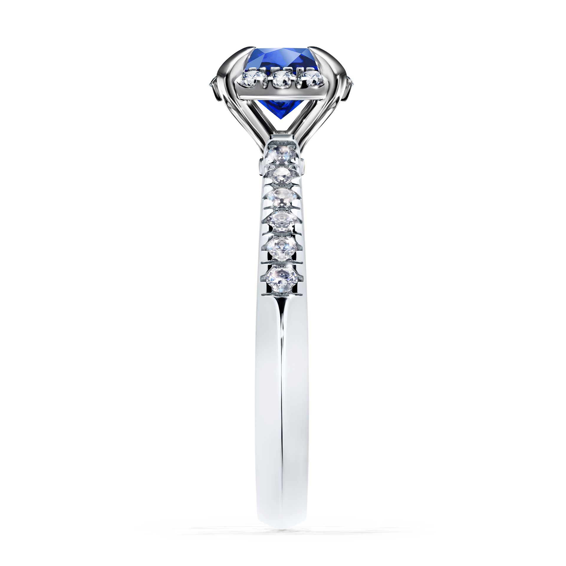 Pierścionek zaręczynowy My Princess z białego złota z szafirem niebieskim 1,18CT