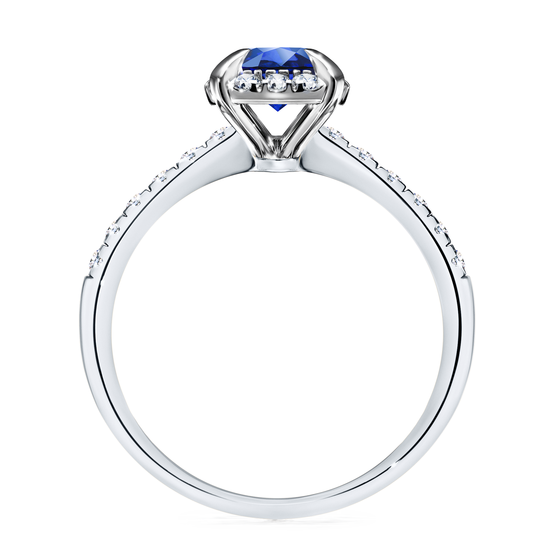 Pierścionek zaręczynowy My Princess z białego złota z szafirem niebieskim 1,18CT