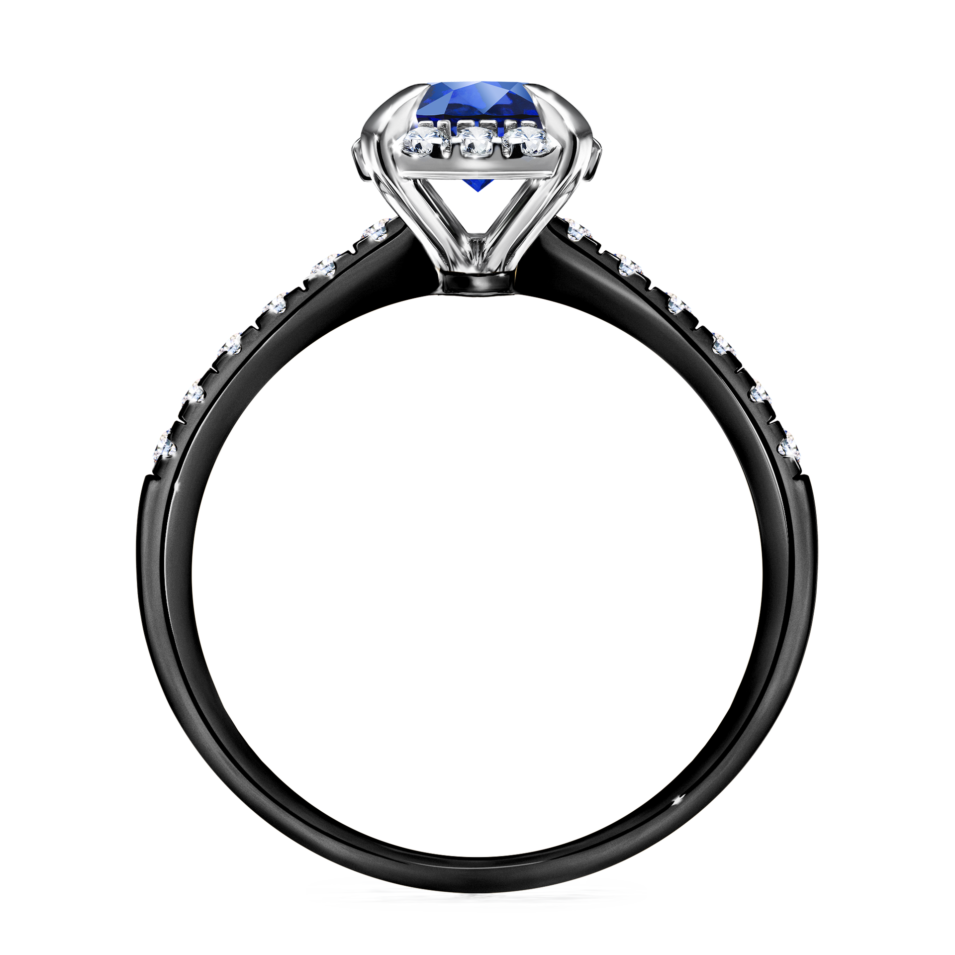 Pierścionek zaręczynowy My Princess z czarnego złota z szafirem niebieskim 1,18CT