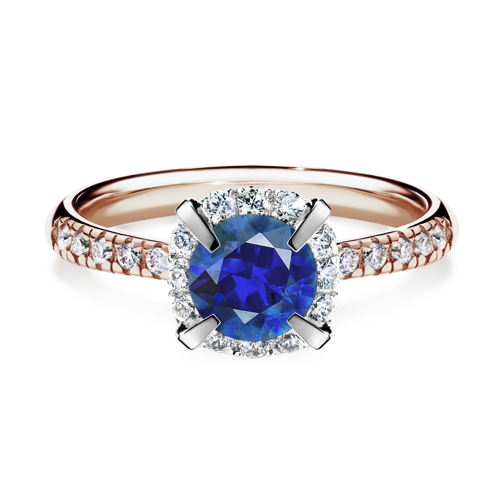 Pierścionek zaręczynowy My Princess z różowego złota z szafirem niebieskim 1,18CT
