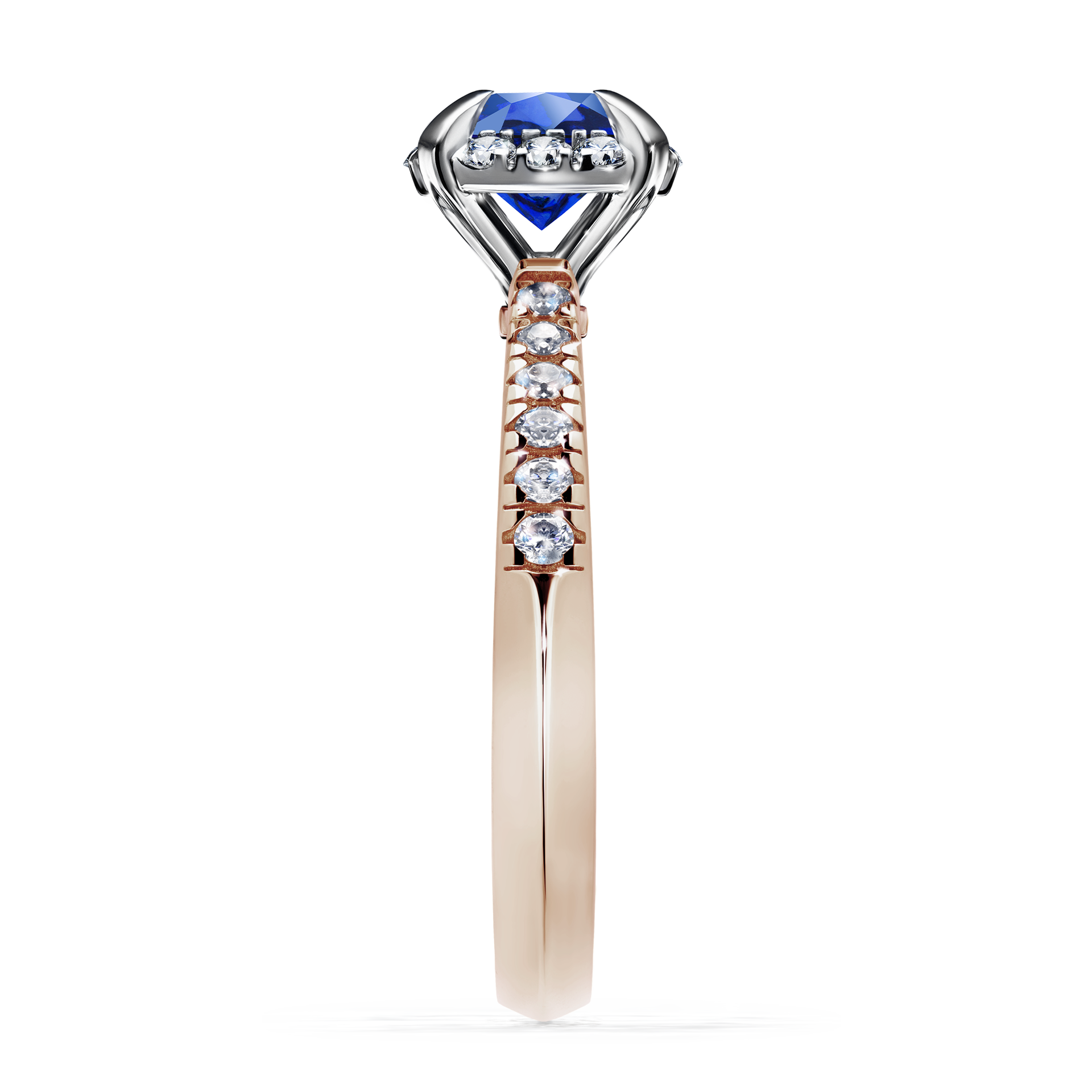 Pierścionek zaręczynowy My Princess z różowego złota z szafirem niebieskim 1,18CT