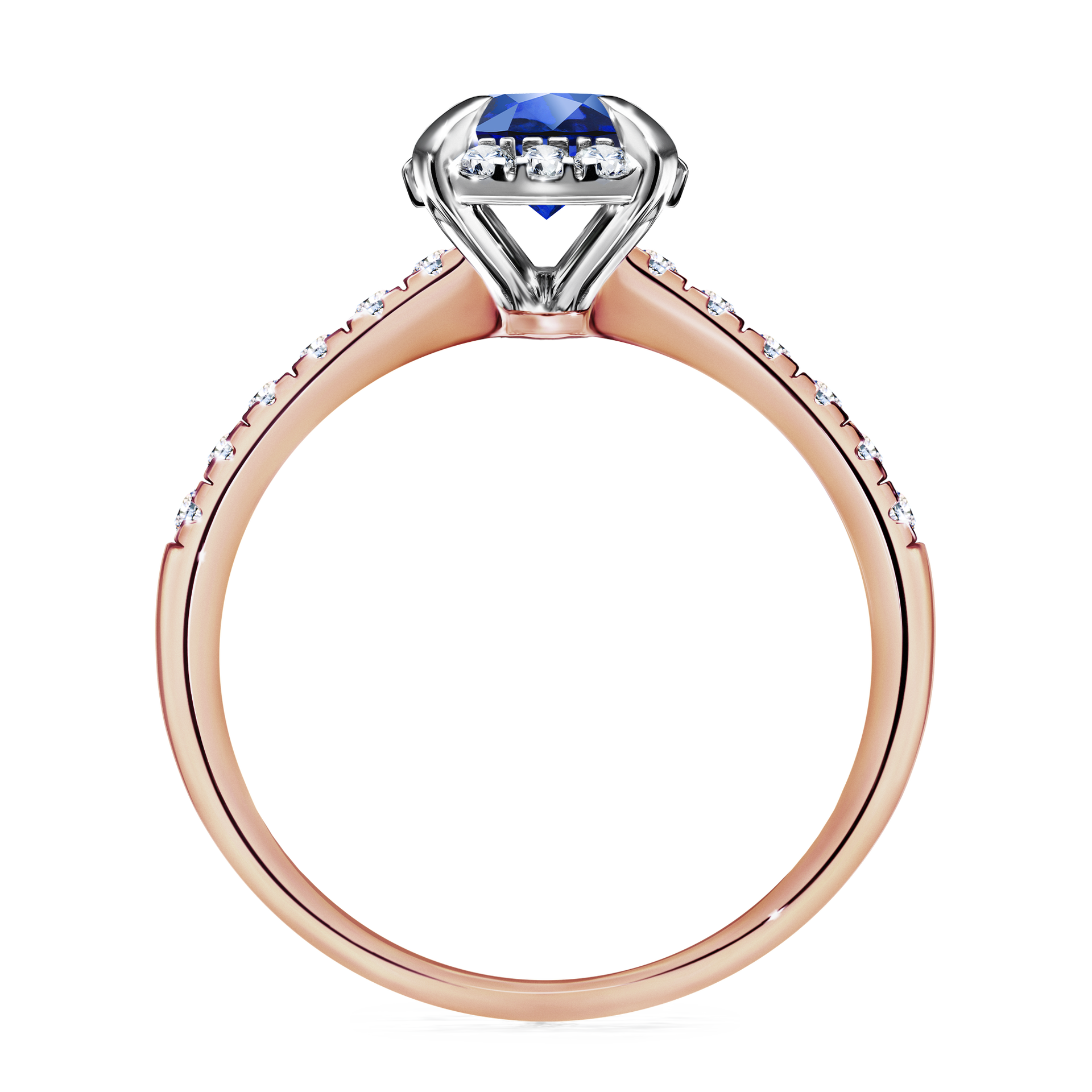 Pierścionek zaręczynowy My Princess z różowego złota z szafirem niebieskim 1,18CT