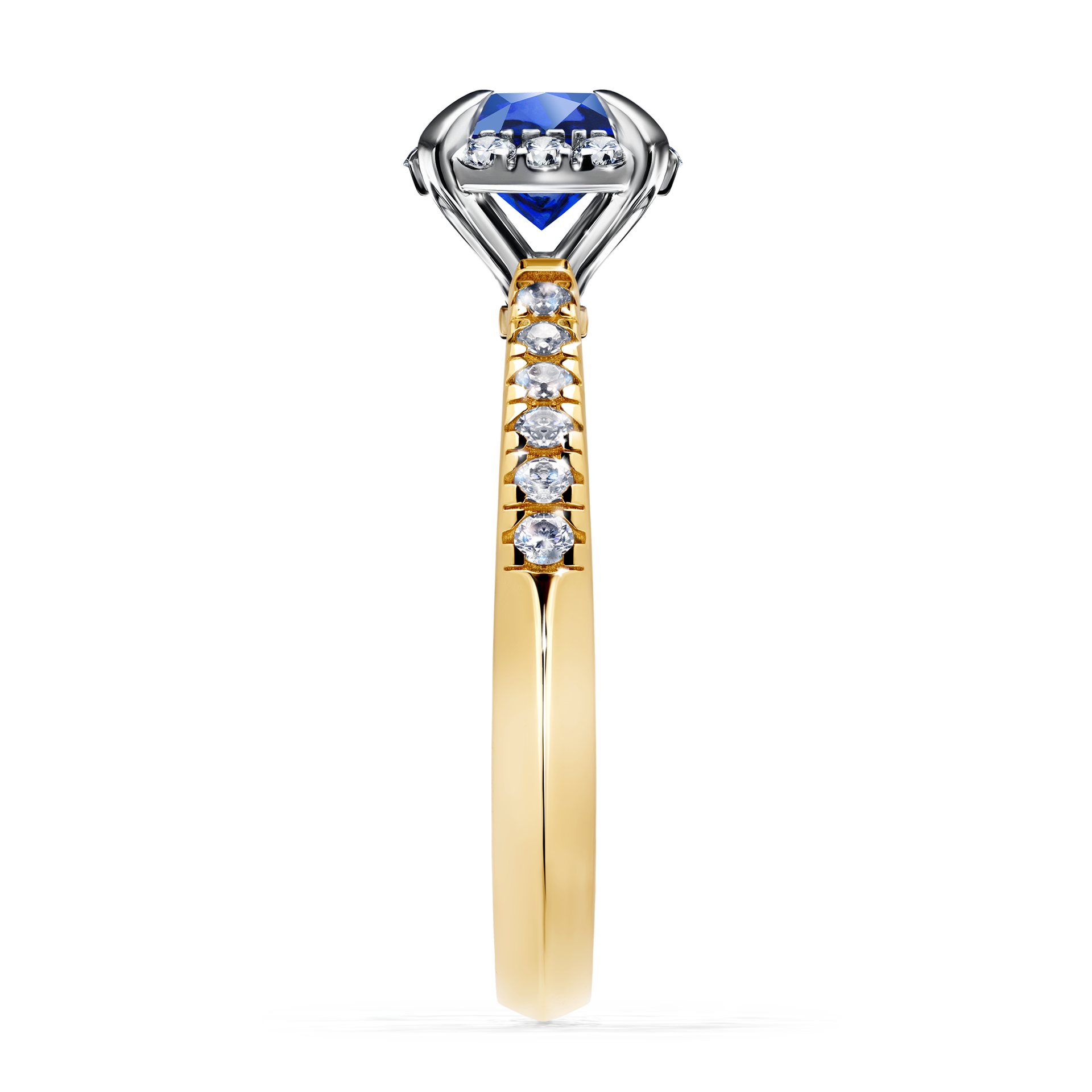 Pierścionek zaręczynowy My Princess z żółtego złota z szafirem niebieskim 1,18CT