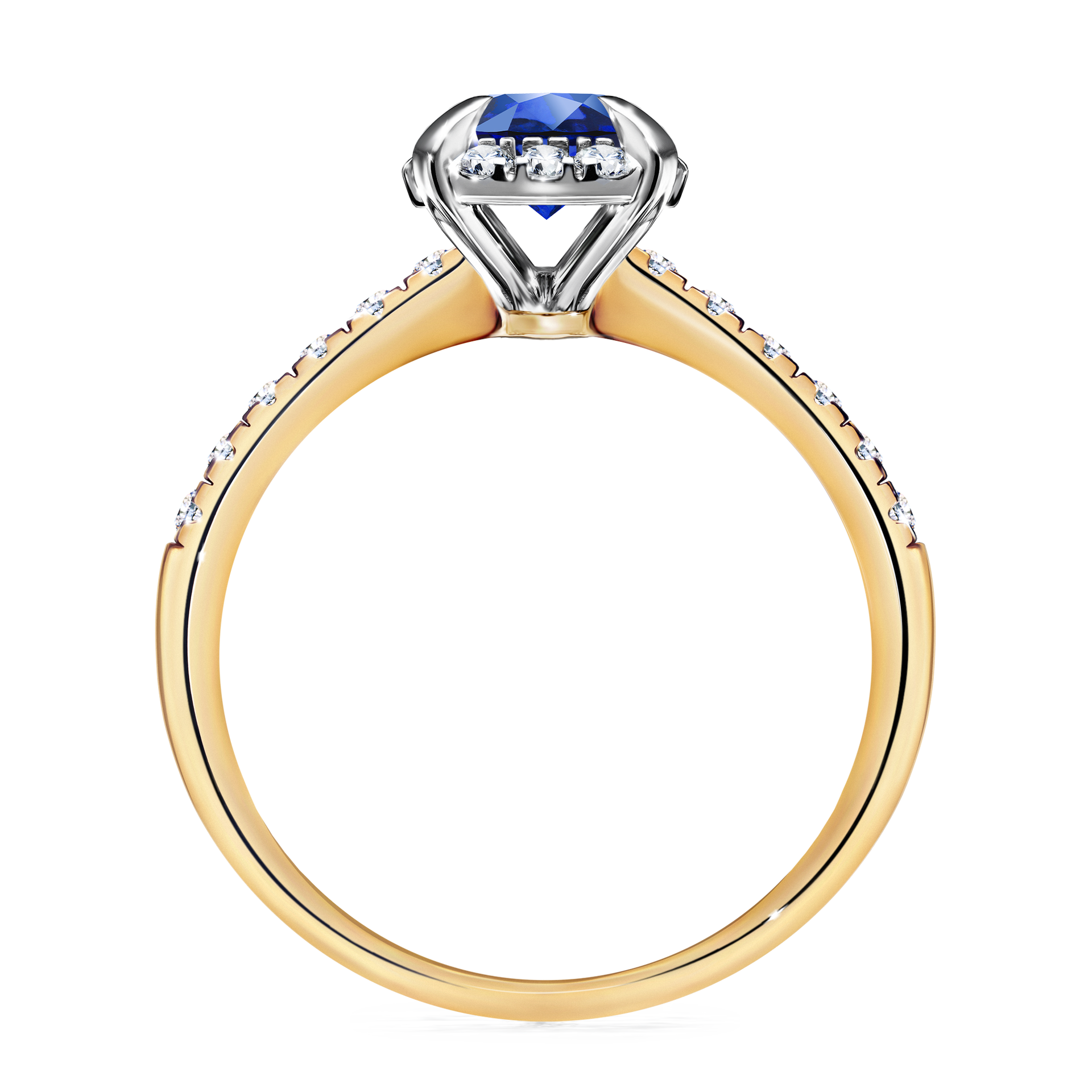 Pierścionek zaręczynowy My Princess z żółtego złota z szafirem niebieskim 1,18CT