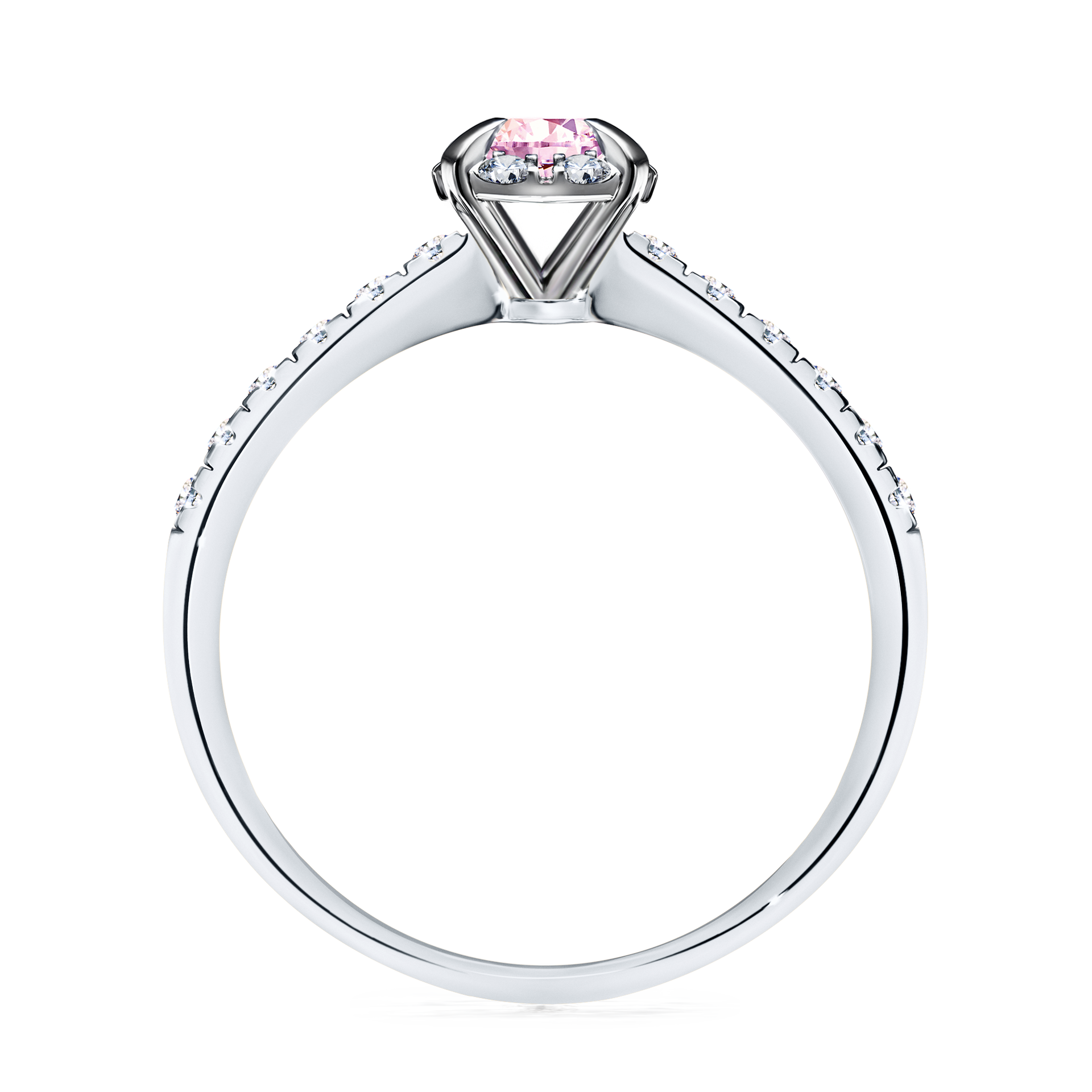 Pierścionek zaręczynowy My Princess z białego złota z szafirem różowym 0,47CT