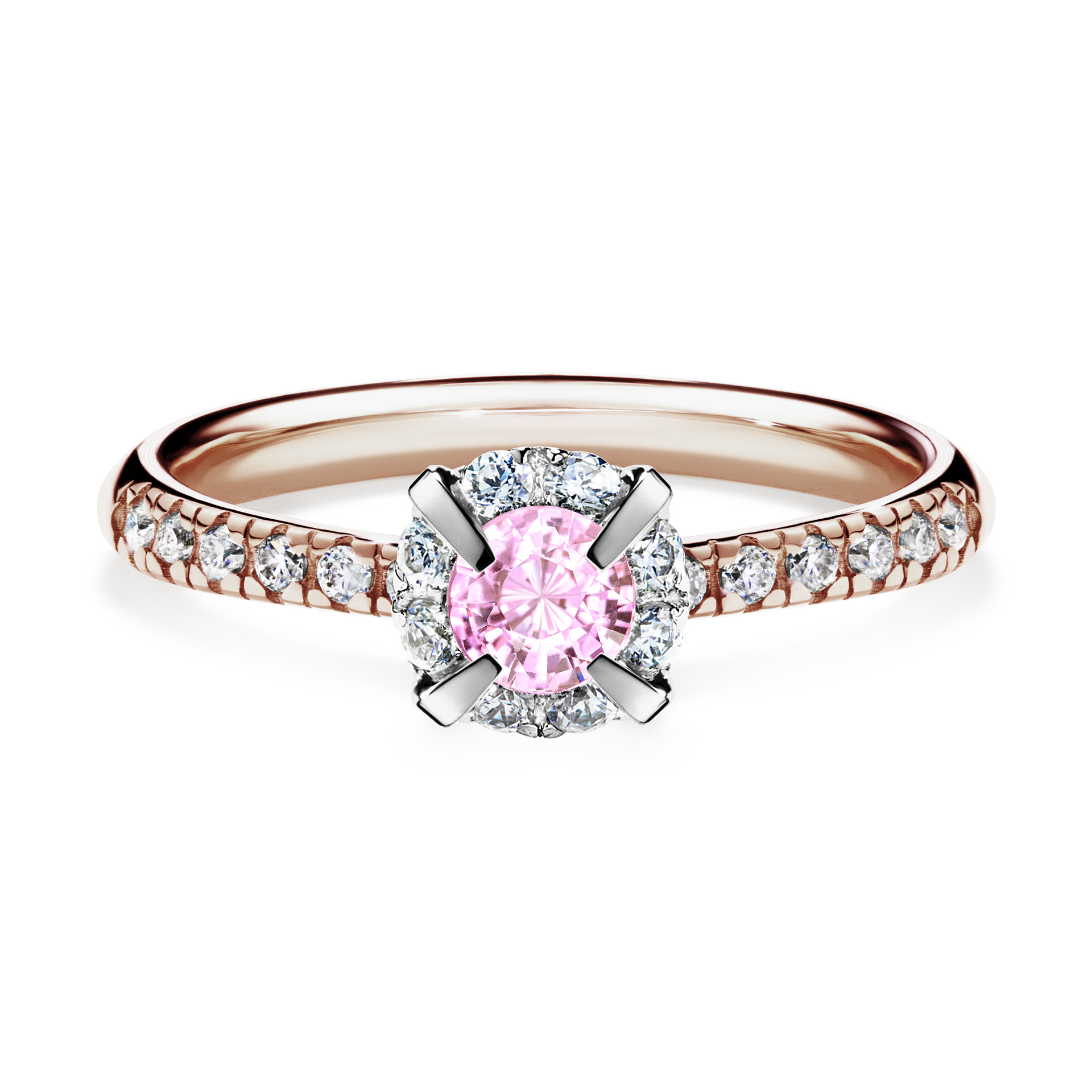 Pierścionek zaręczynowy My Princess z różowego złota z szafirem różowym 0,47CT