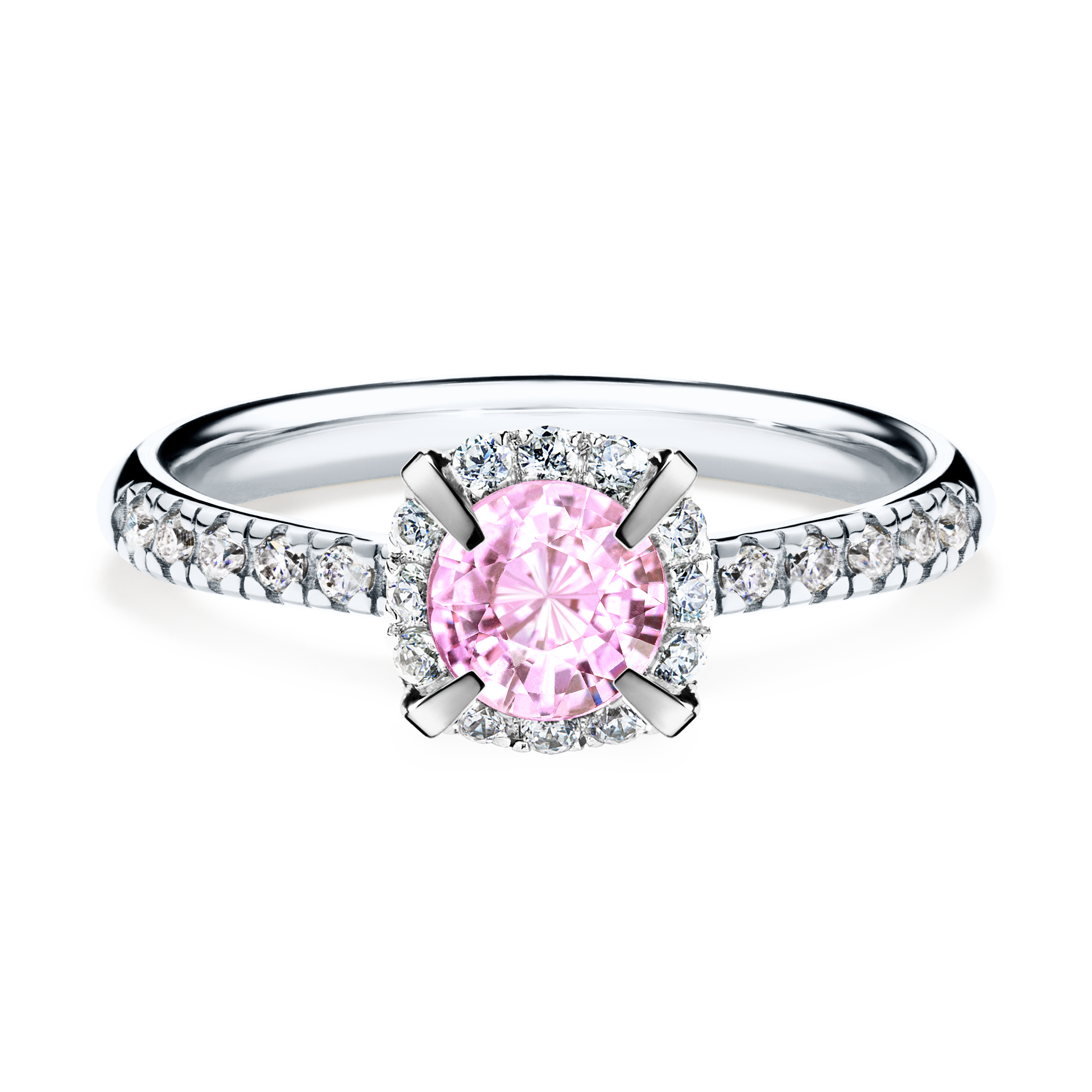Pierścionek zaręczynowy My Princess z białego złota z szafirem różowym 0,76CT