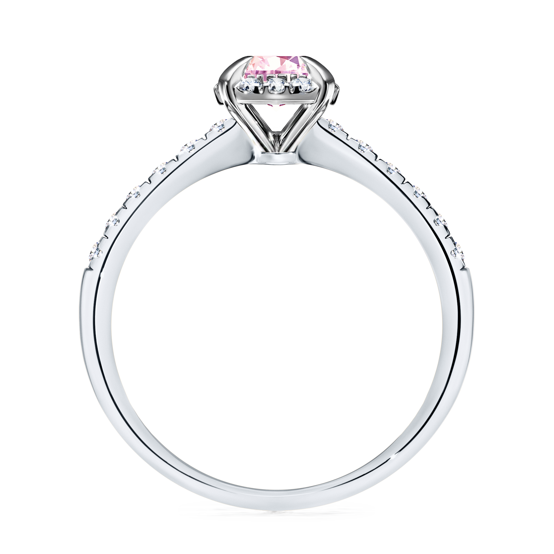 Pierścionek zaręczynowy My Princess z białego złota z szafirem różowym 0,76CT