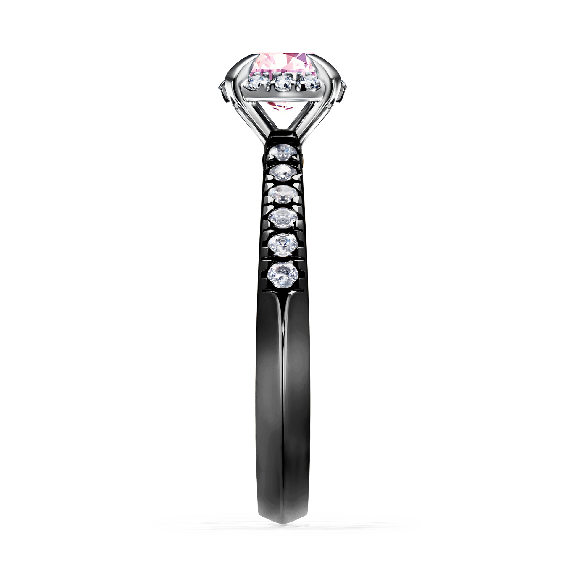 Pierścionek zaręczynowy My Princess z czarnego złota z szafirem różowym 0,76CT
