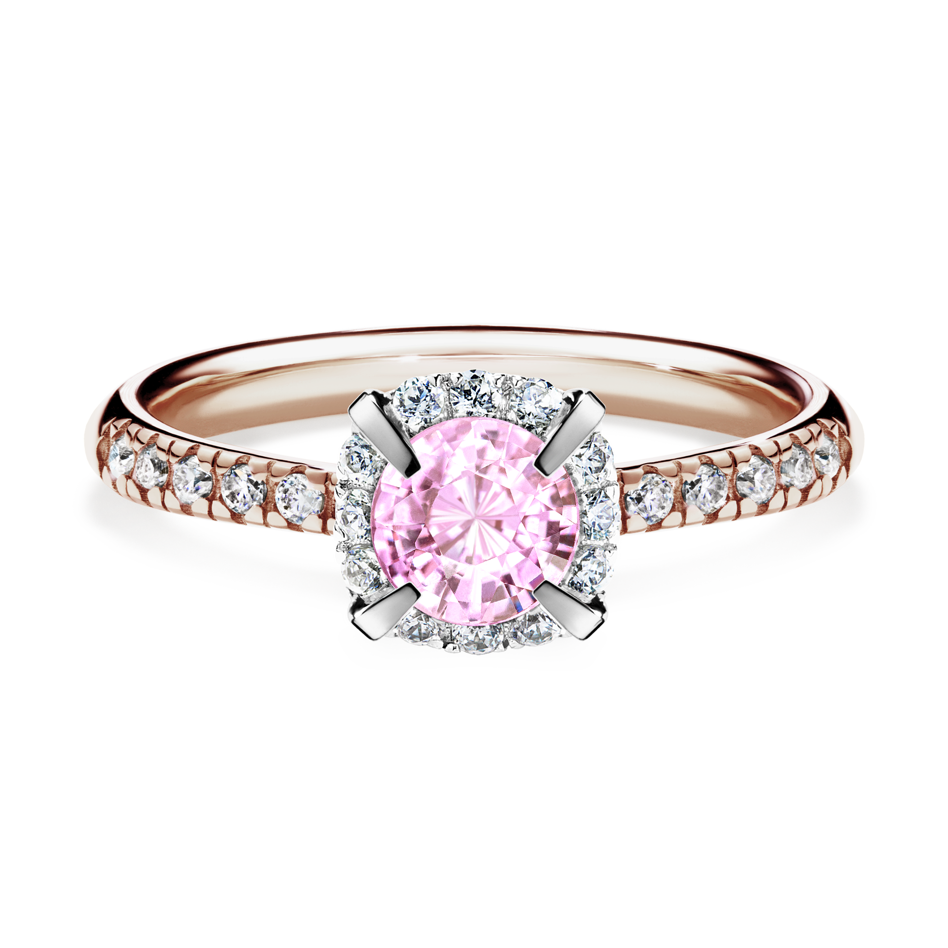 Pierścionek zaręczynowy My Princess z różowego złota z szafirem różowym 0,76CT