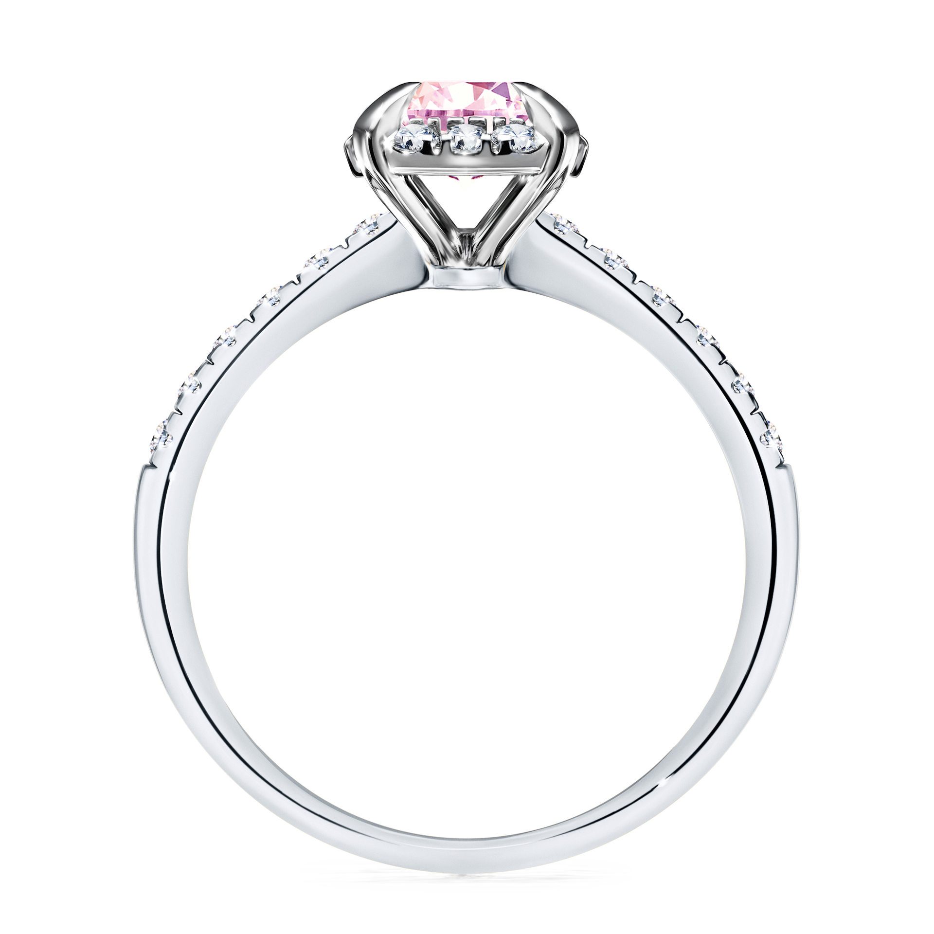 Pierścionek zaręczynowy My Princess z białego złota z szafirem różowym 1,18CT