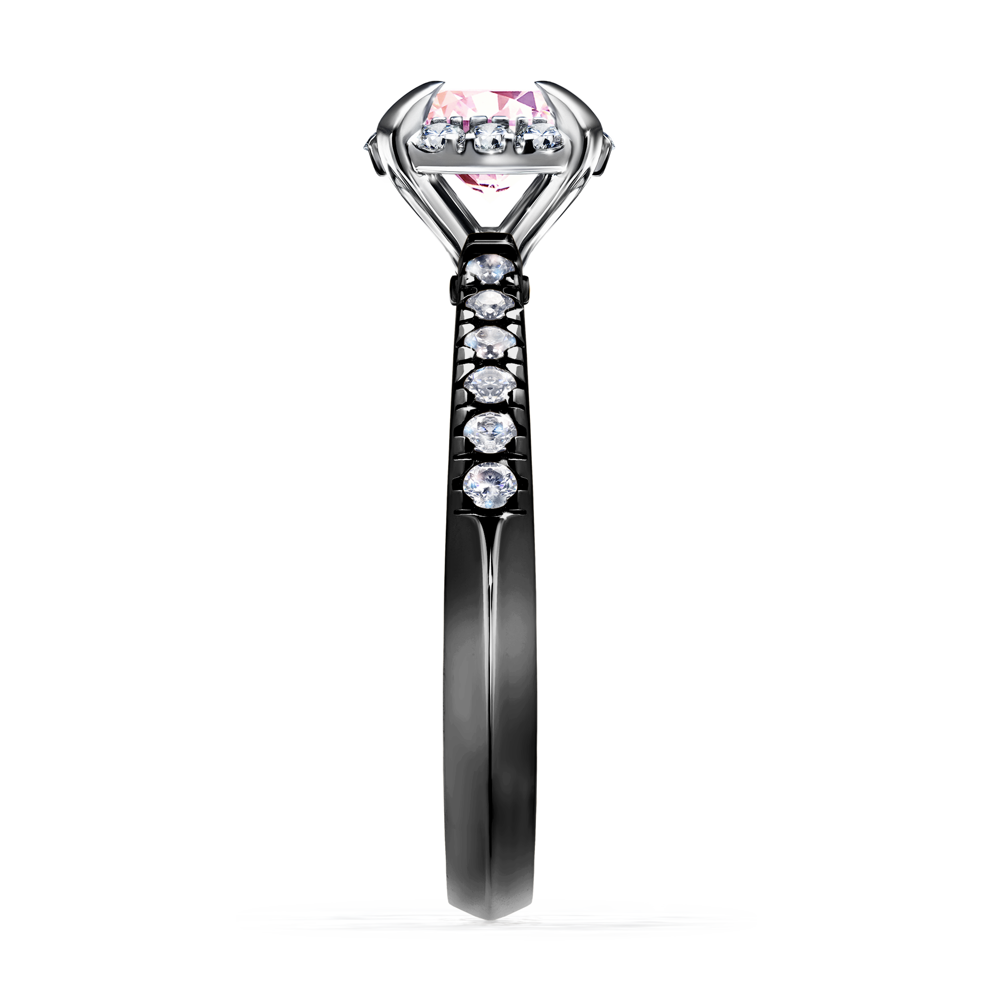 Pierścionek zaręczynowy My Princess z czarnego złota z szafirem różowym 1,18CT
