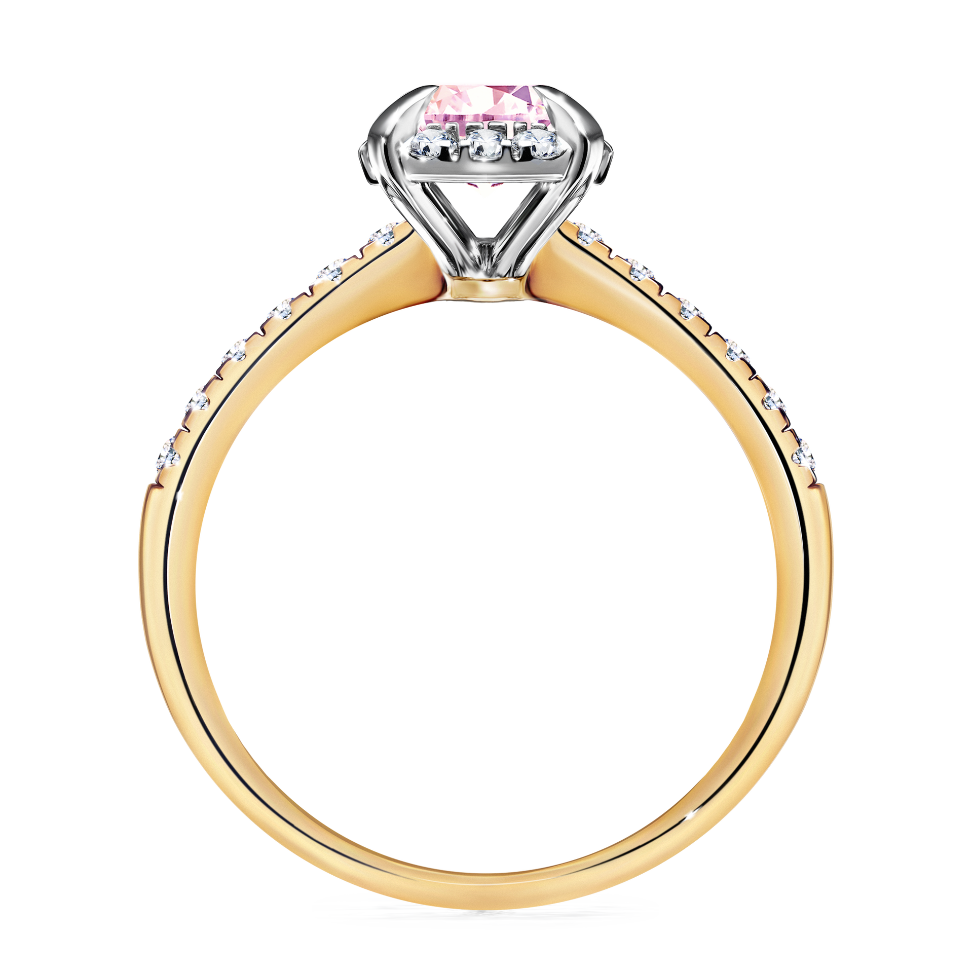 Pierścionek zaręczynowy My Princess z żółtego złota z szafirem różowym 1,18CT