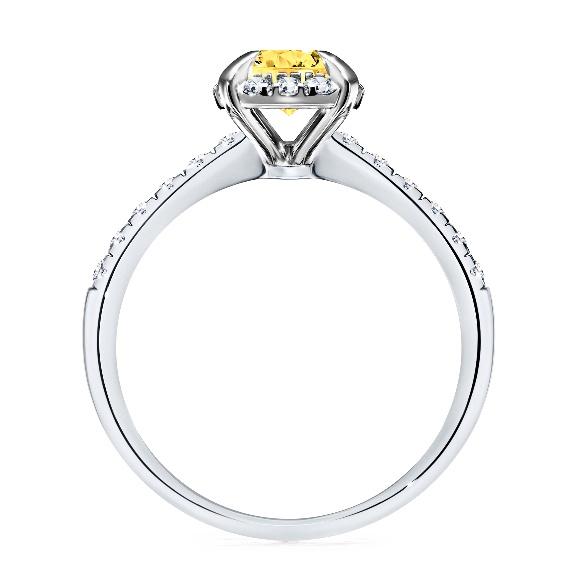 Pierścionek zaręczynowy My Princess z białego złota z szafirem żółtym 1,18CT