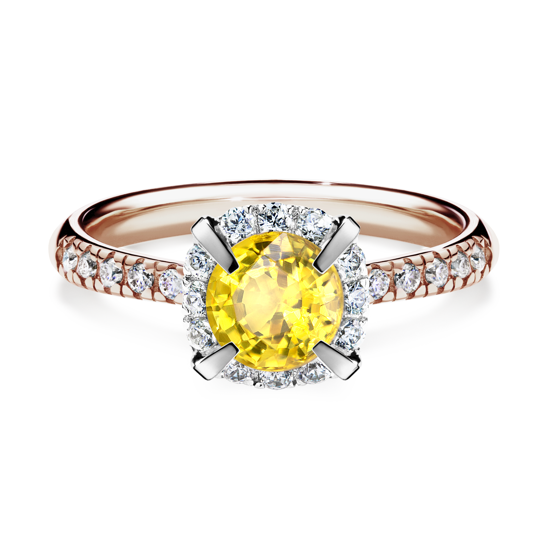 Pierścionek zaręczynowy My Princess z różowego złota z szafirem żółtym 1,18CT
