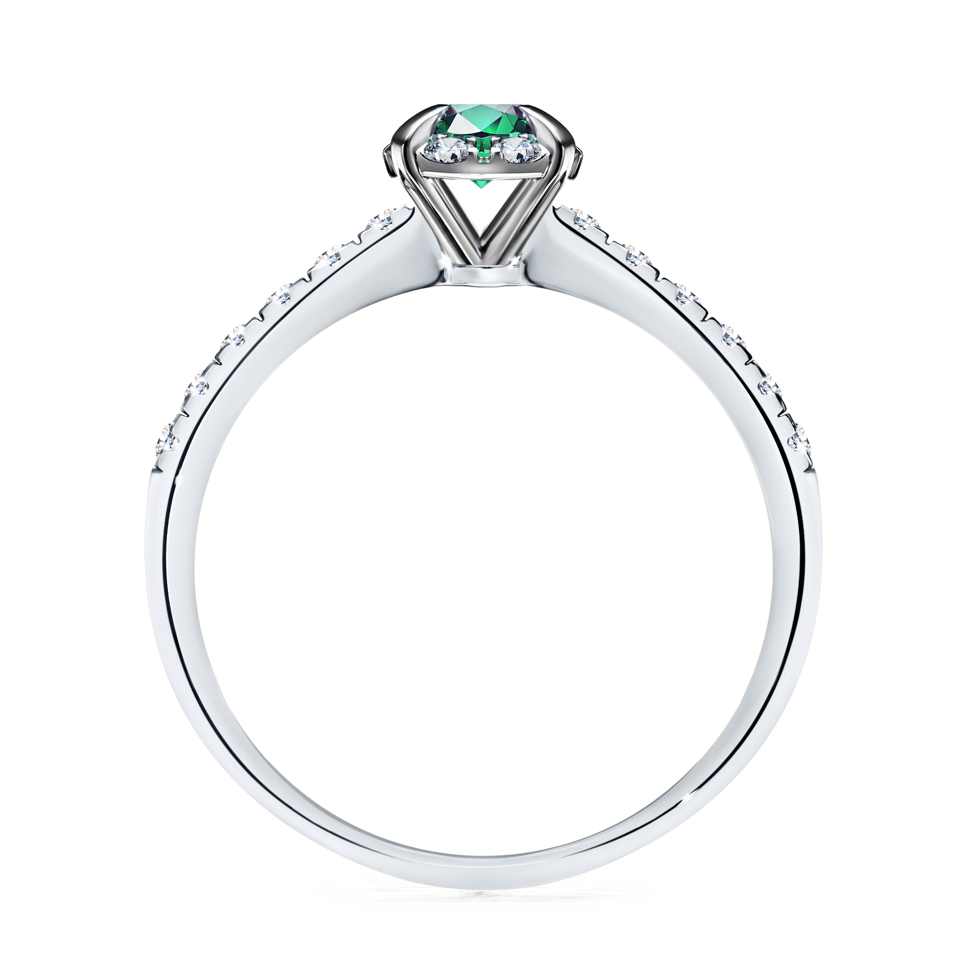 Pierścionek zaręczynowy My Princess z białego złota ze szmaragdem 0,47CT