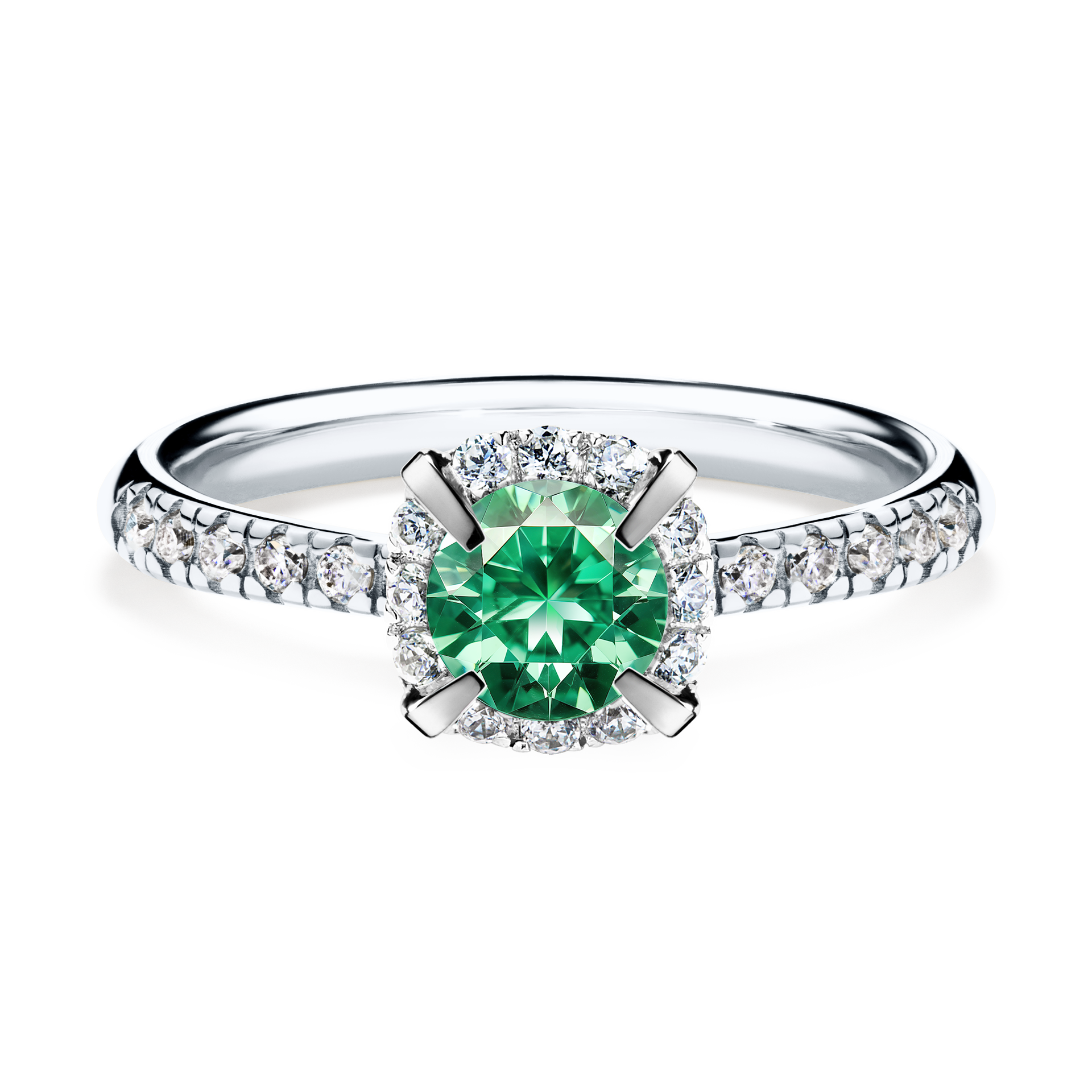 Pierścionek zaręczynowy My Princess z białego złota ze szmaragdem 0,76CT