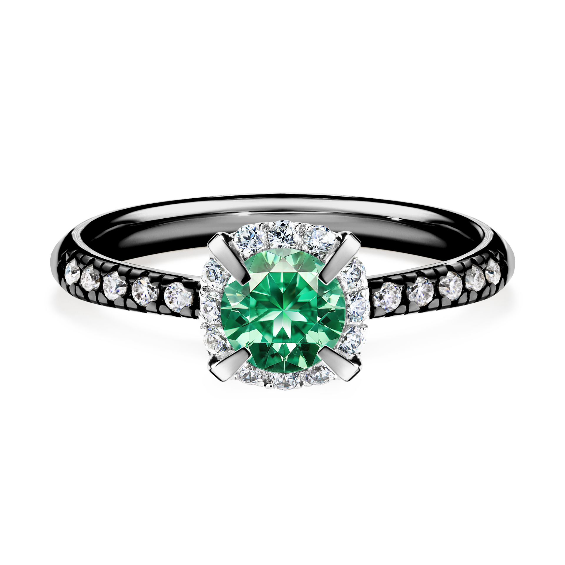Pierścionek zaręczynowy My Princess z czarnego złota ze szmaragdem 0,76CT