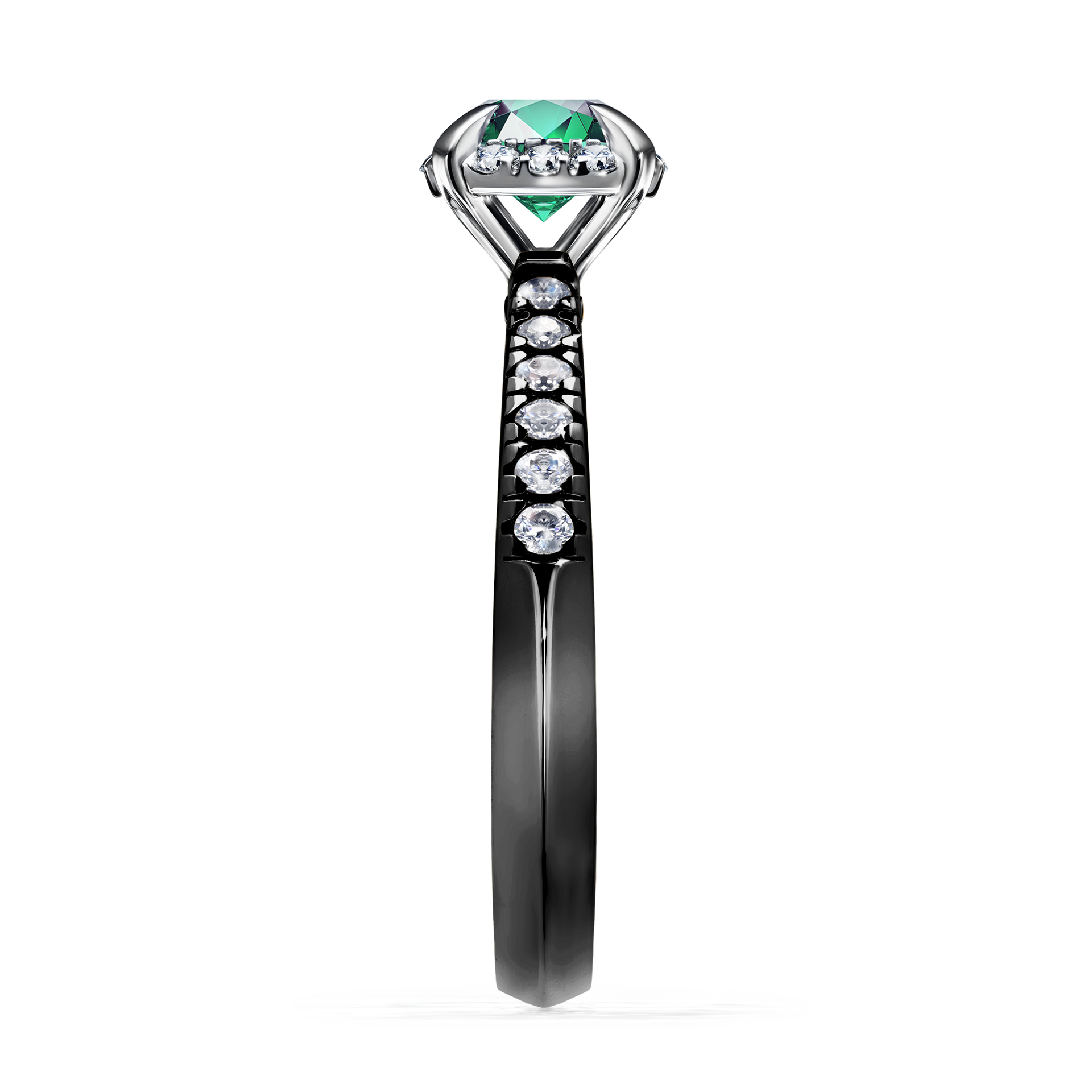 Pierścionek zaręczynowy My Princess z czarnego złota ze szmaragdem 0,76CT