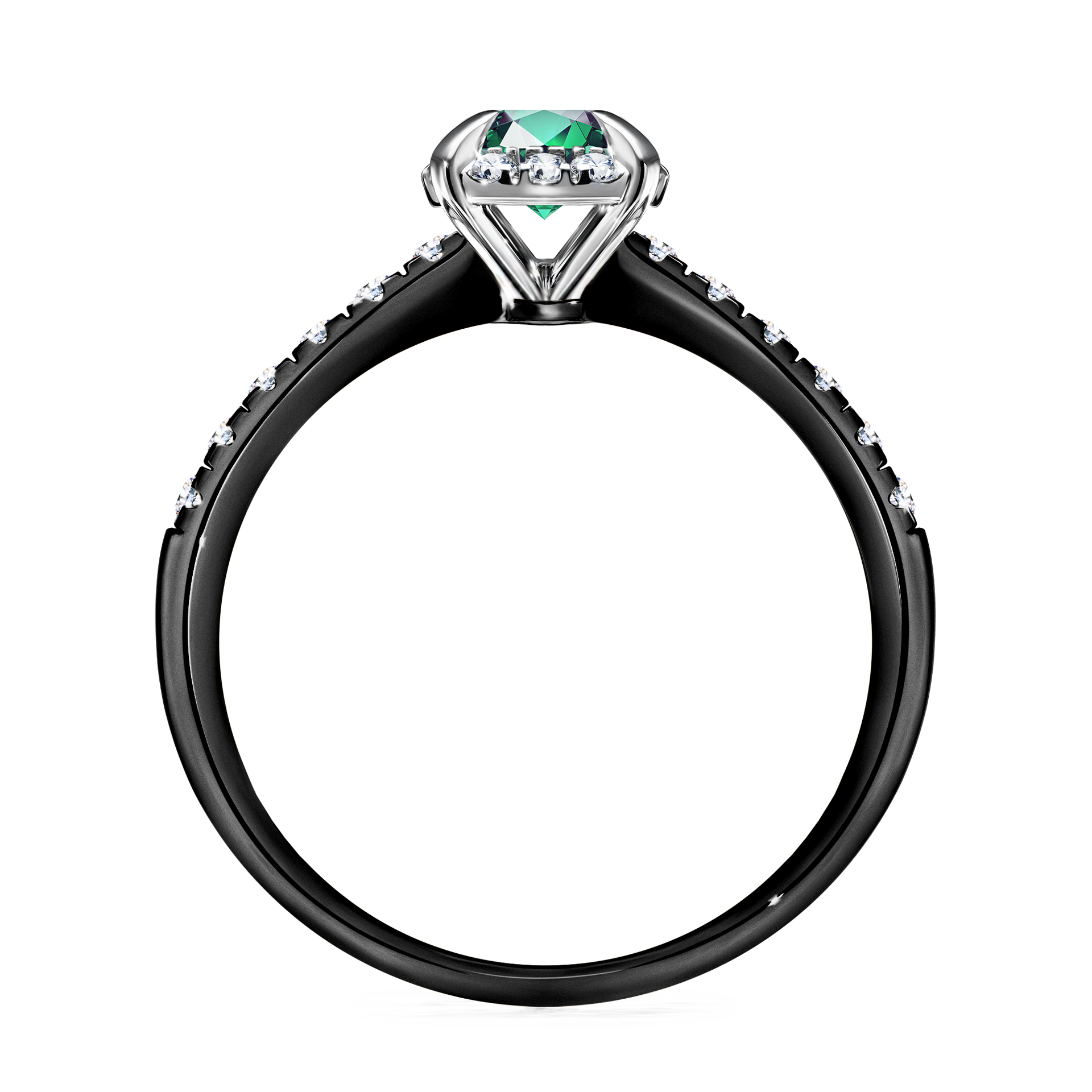 Pierścionek zaręczynowy My Princess z czarnego złota ze szmaragdem 0,76CT
