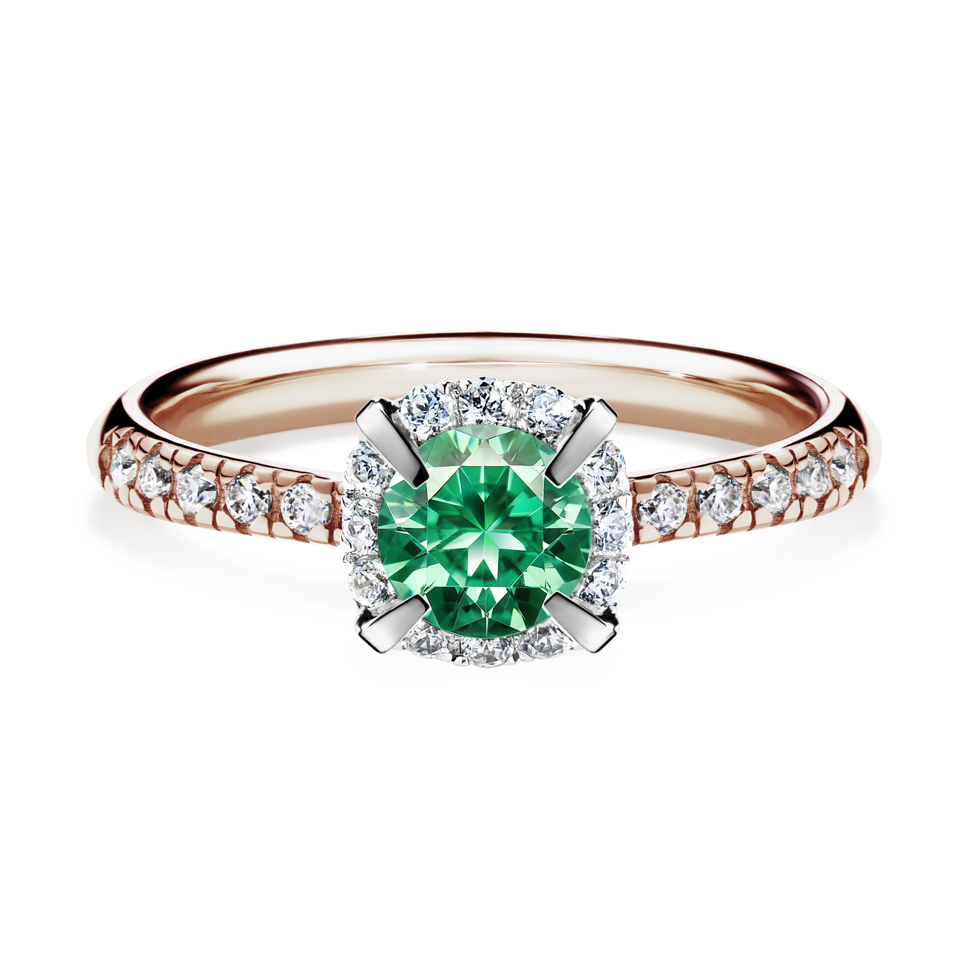 Pierścionek zaręczynowy My Princess z różowego złota ze szmaragdem 0,76CT