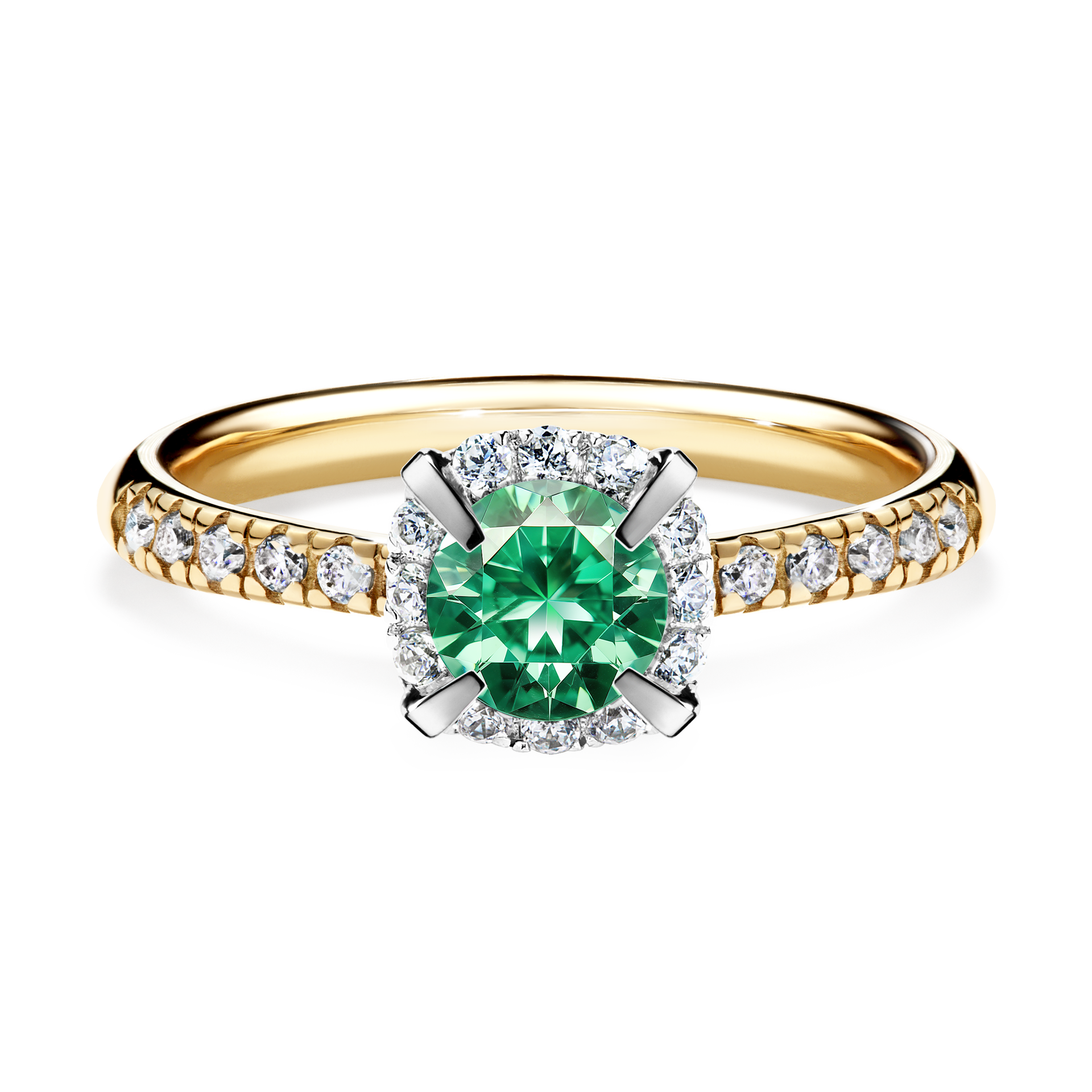 Pierścionek zaręczynowy My Princess z żółtego złota ze szmaragdem 0,76CT