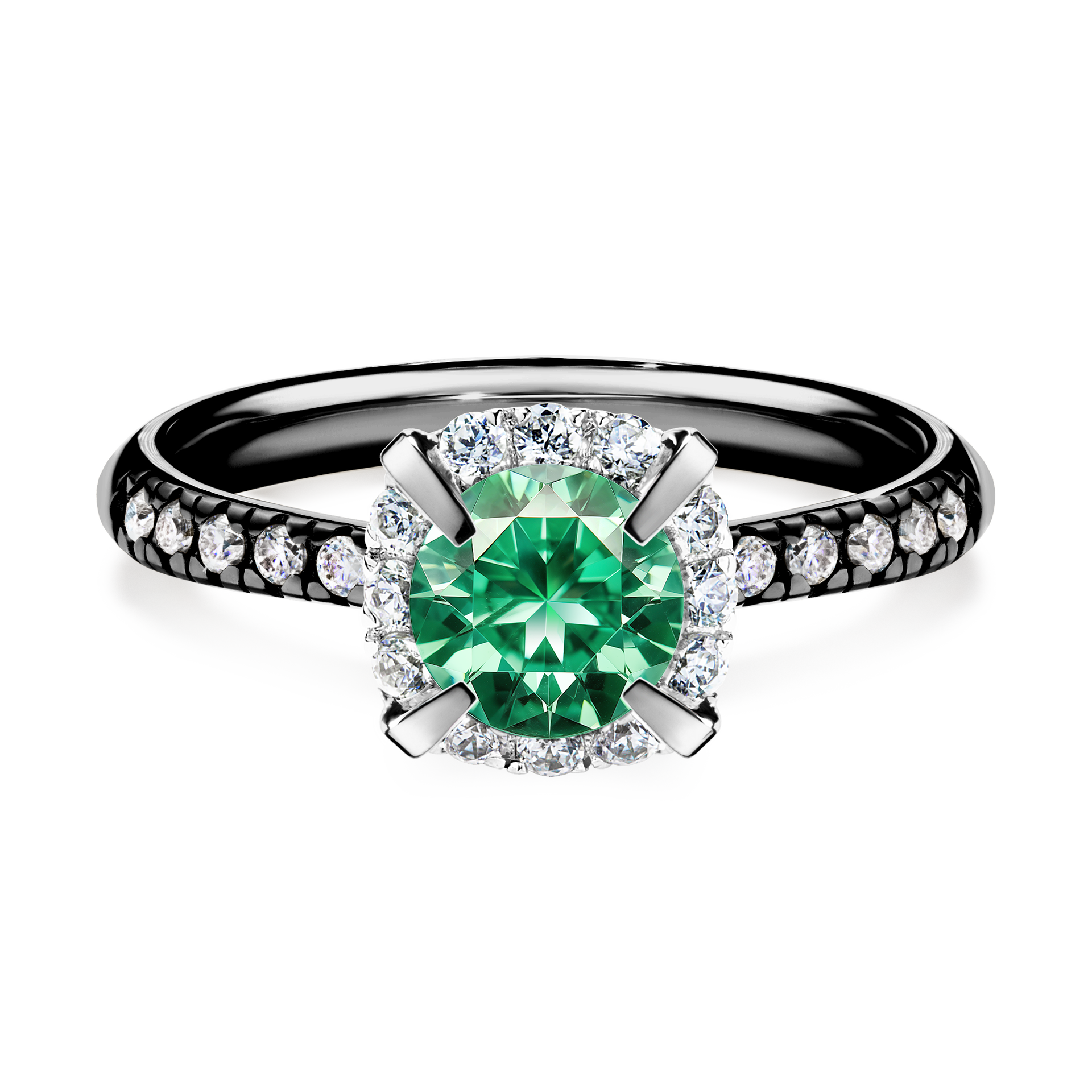 Pierścionek zaręczynowy My Princess z czarnego złota ze szmaragdem 1,18CT