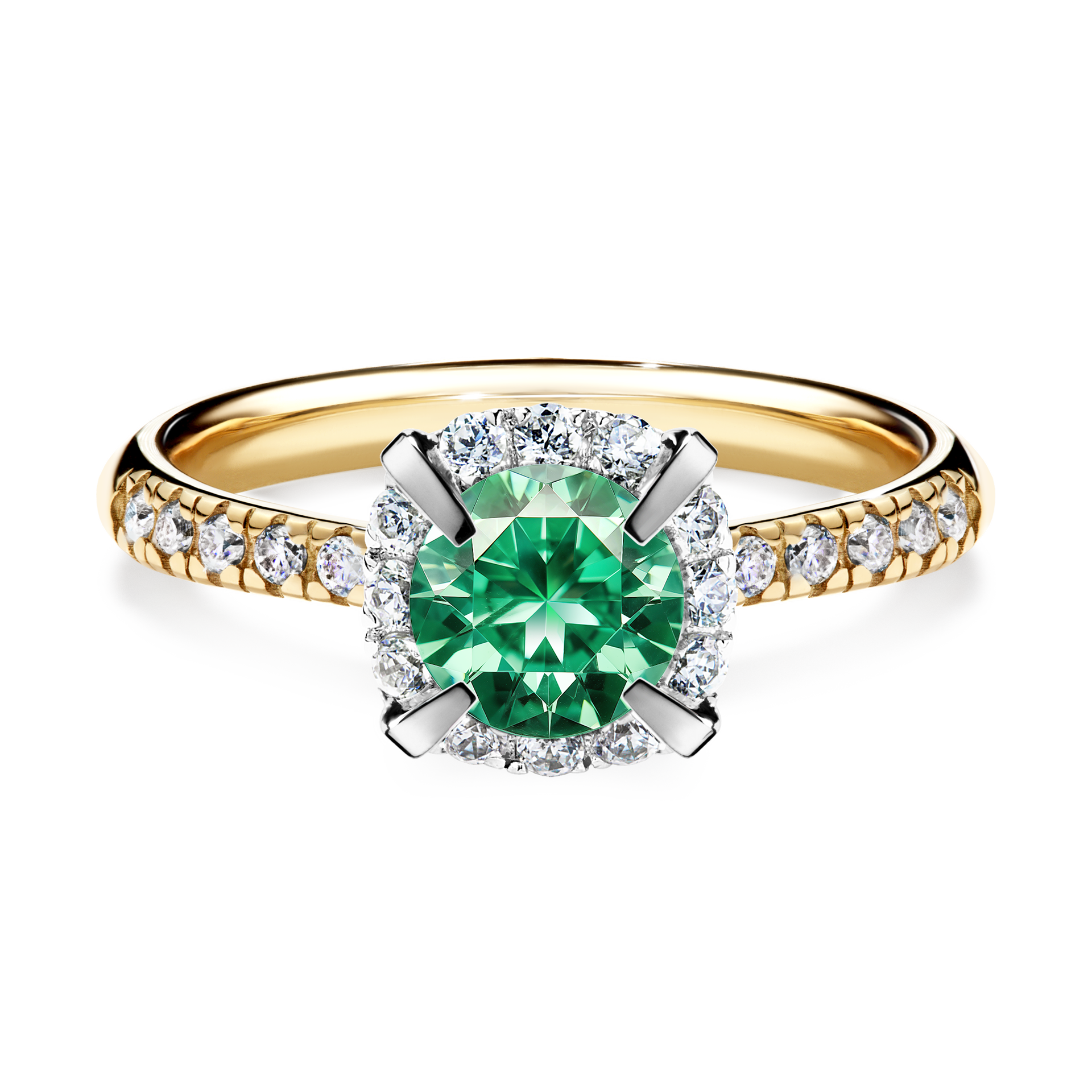 Pierścionek zaręczynowy My Princess z żółtego złota ze szmaragdem 1,18CT