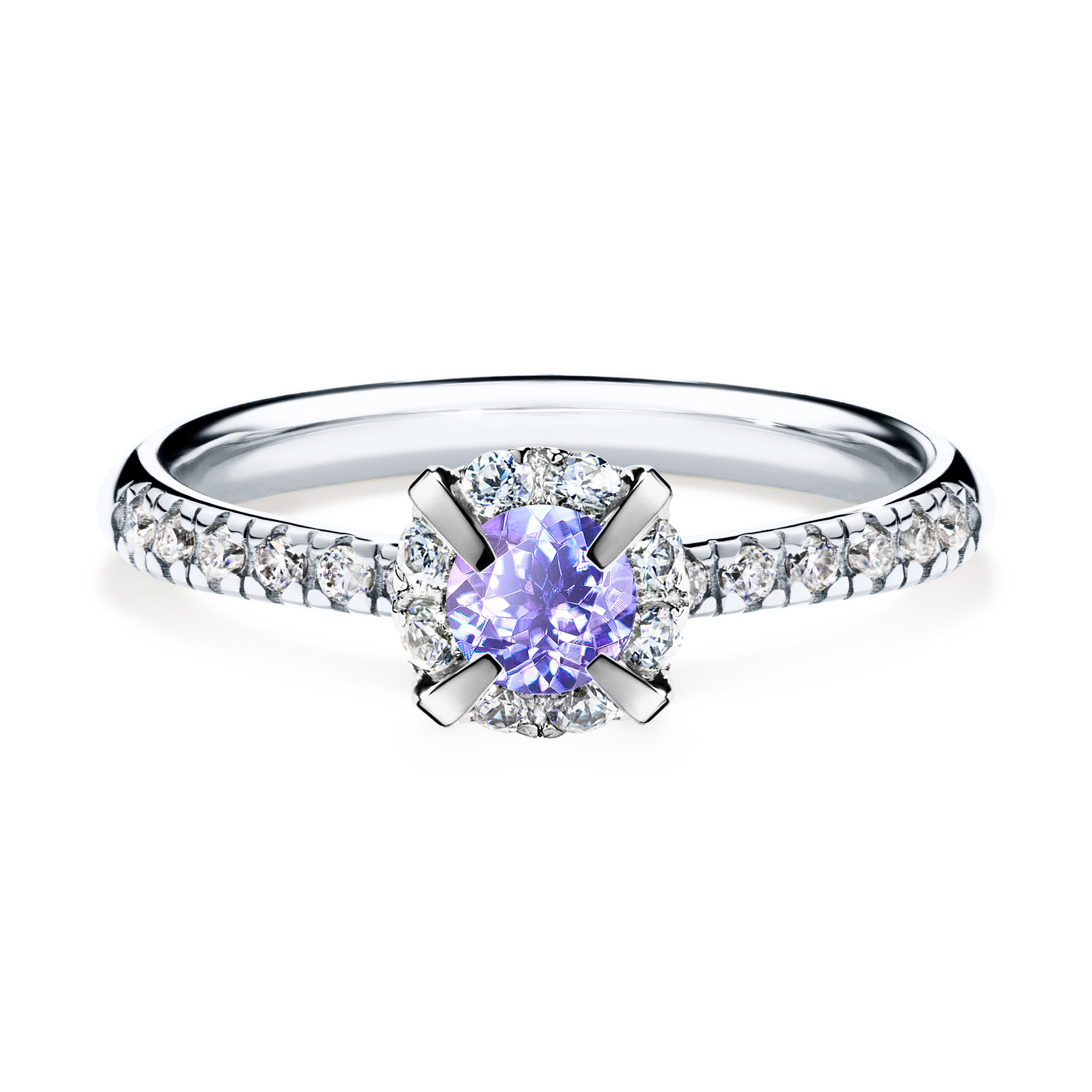 Pierścionek zaręczynowy My Princess z białego złota z tanzanitem 0,47CT