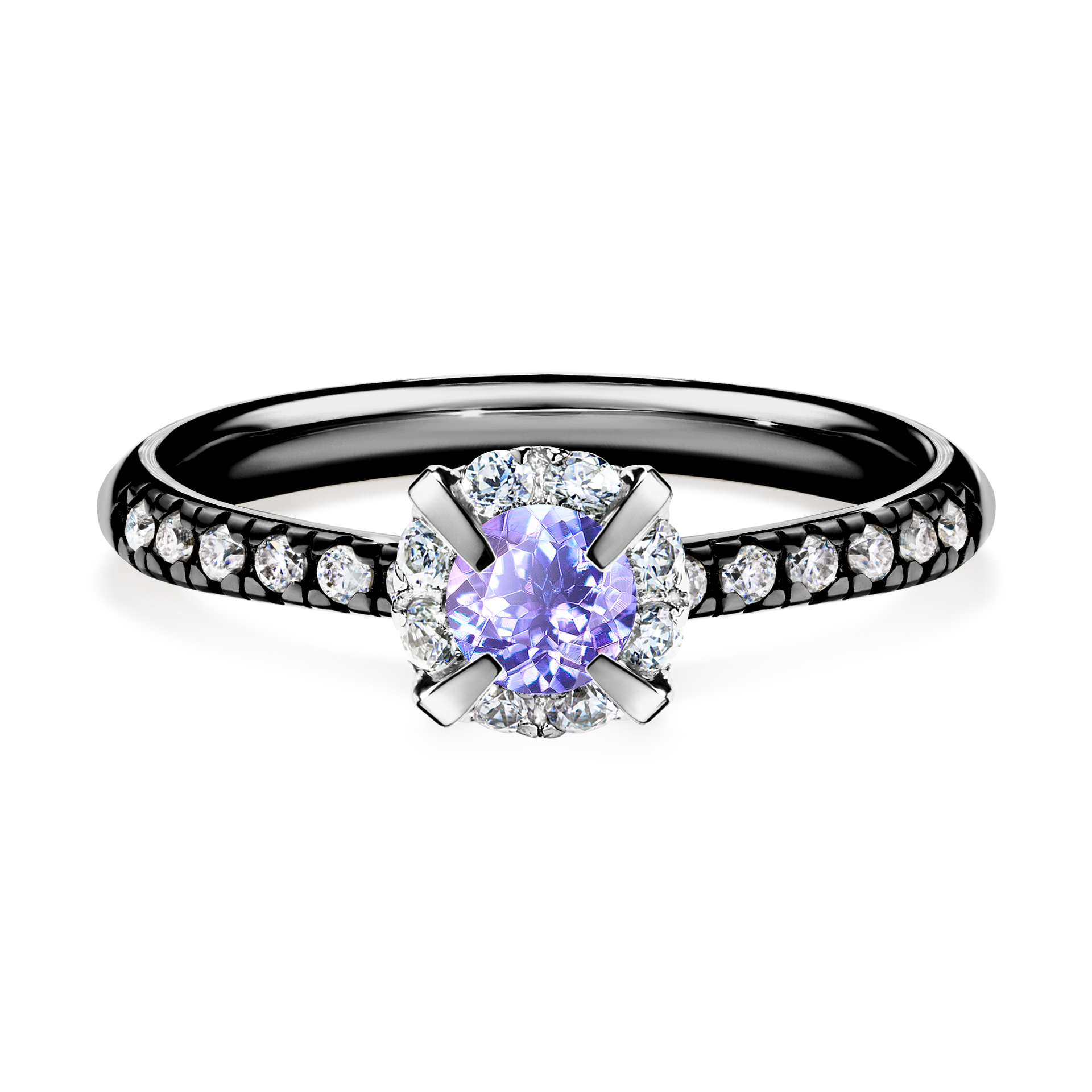 Pierścionek zaręczynowy My Princess z czarnego złota z tanzanitem 0,47CT