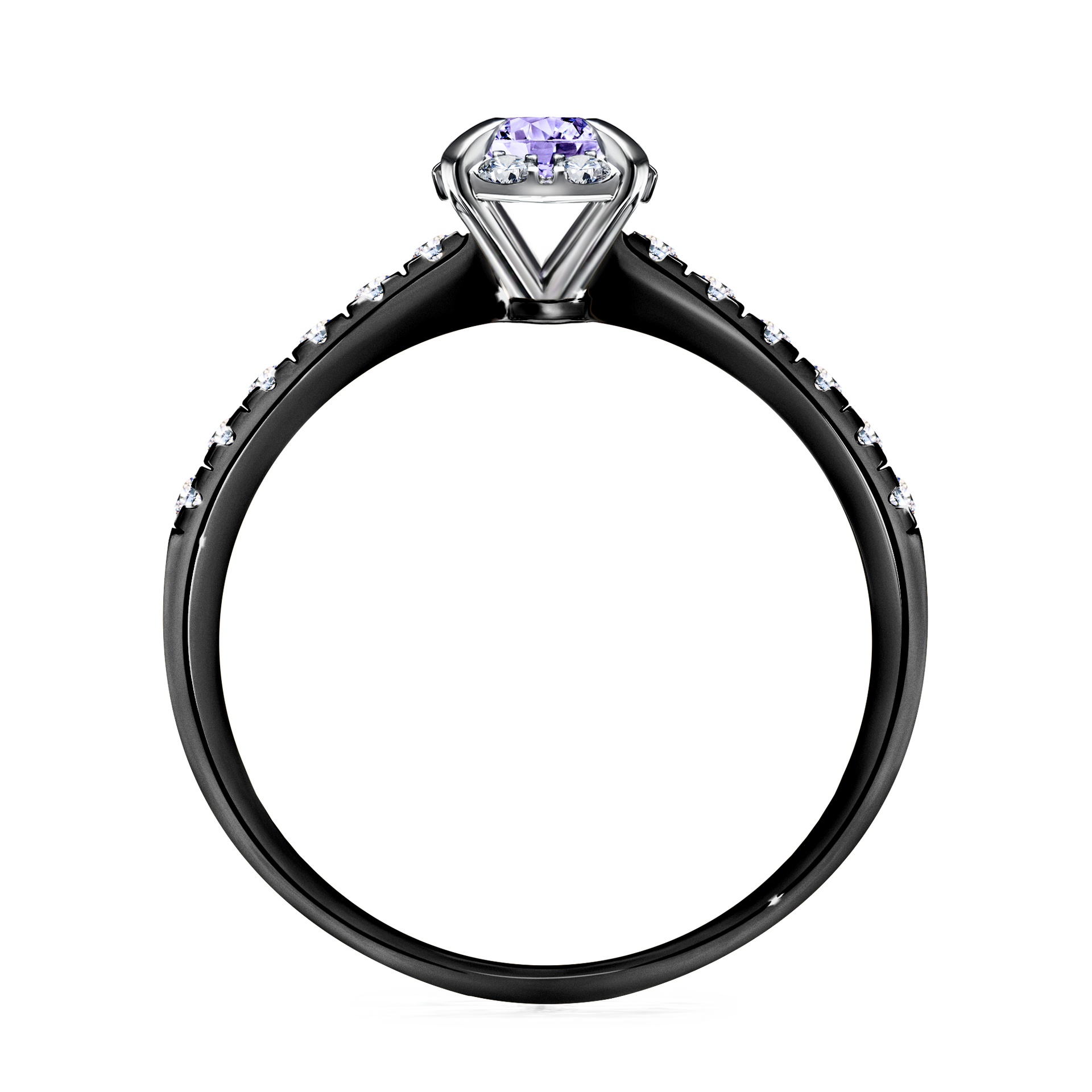 Pierścionek zaręczynowy My Princess z czarnego złota z tanzanitem 0,47CT