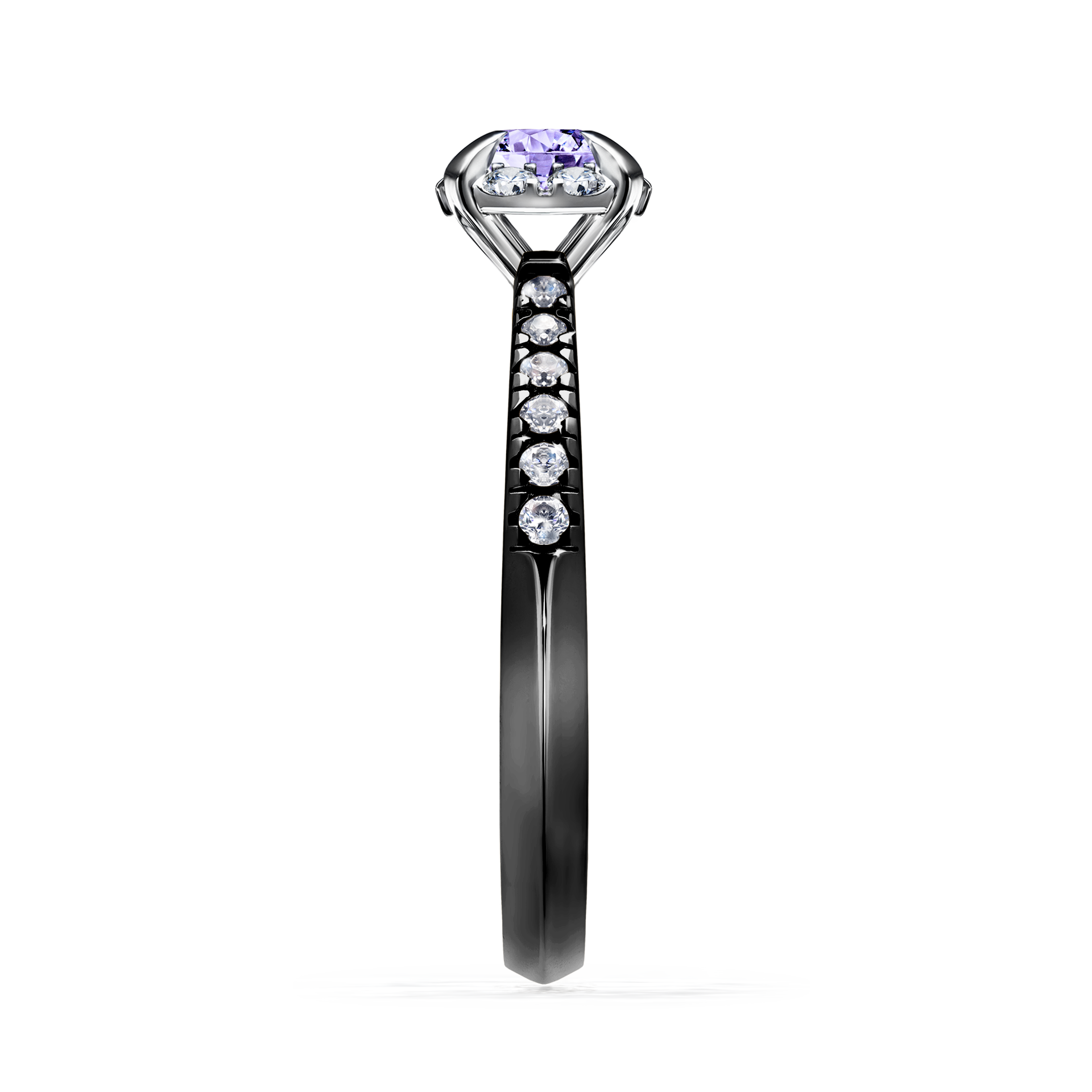 Pierścionek zaręczynowy My Princess z czarnego złota z tanzanitem 0,47CT