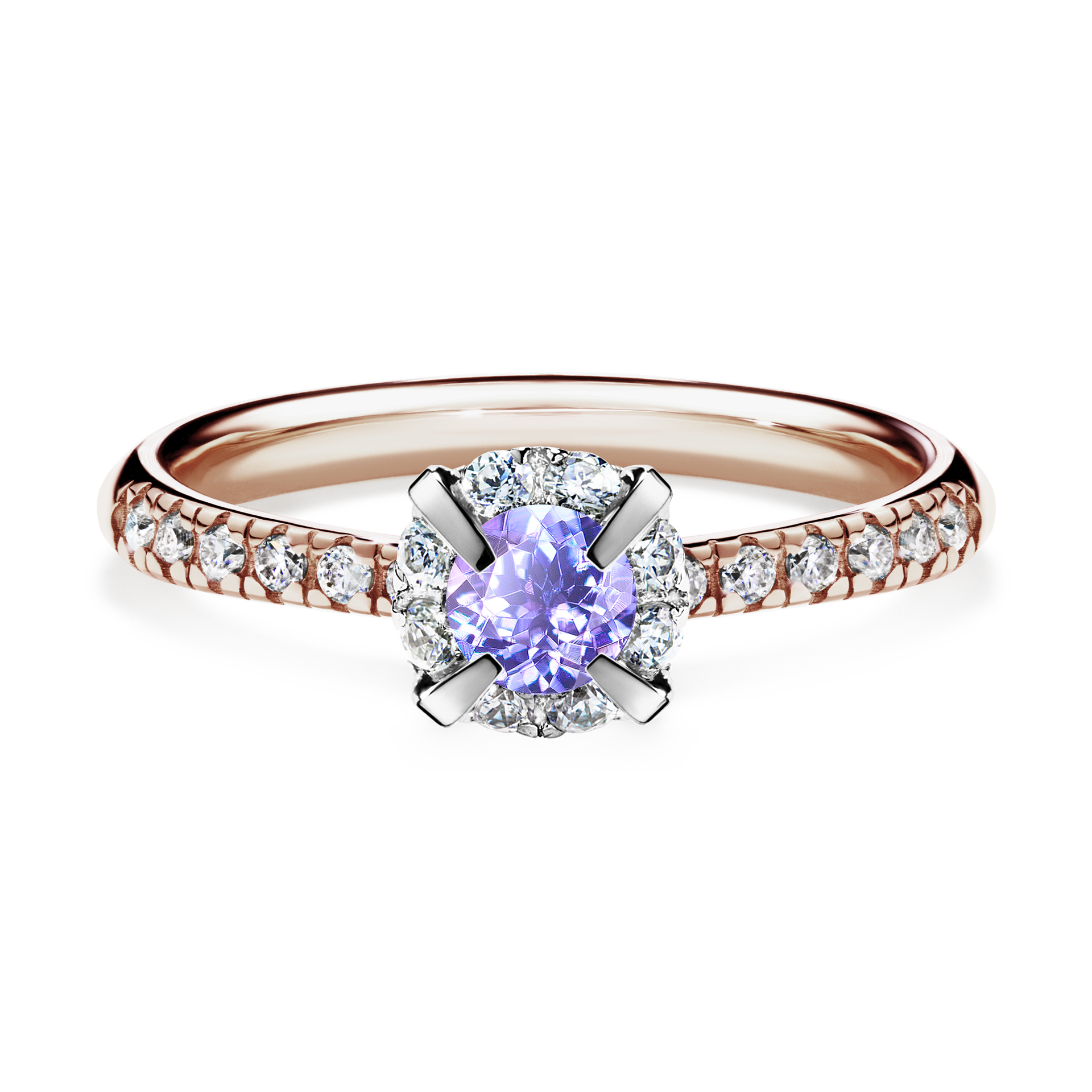 Pierścionek zaręczynowy My Princess z różowego złota z tanzanitem 0,47CT