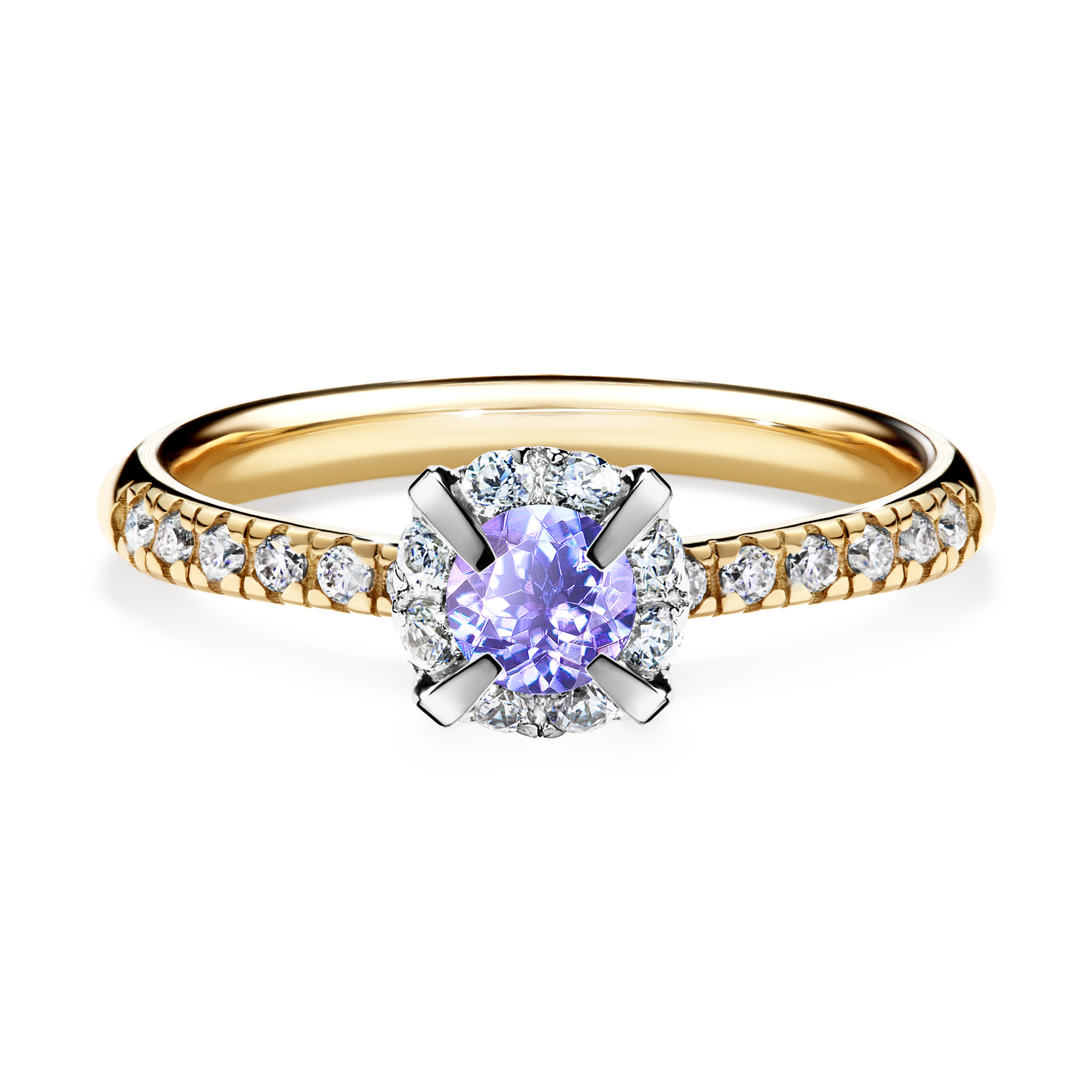 Pierścionek zaręczynowy My Princess z żółtego złota z tanzanitem 0,47CT