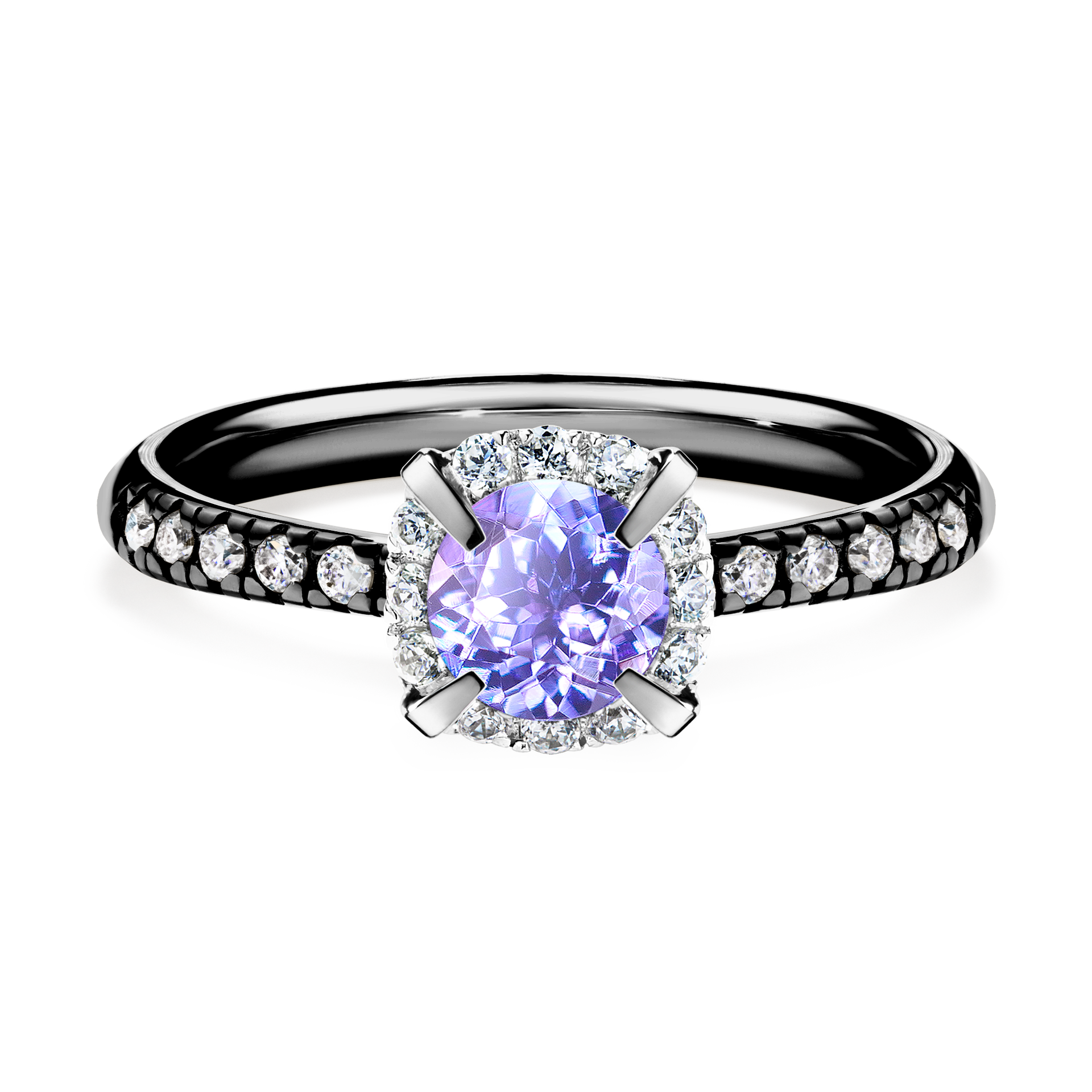 Pierścionek zaręczynowy My Princess z czarnego złota z tanzanitem 0,76CT