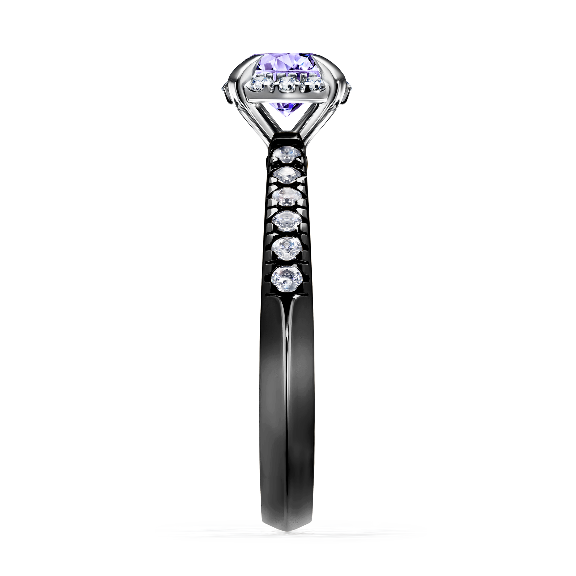 Pierścionek zaręczynowy My Princess z czarnego złota z tanzanitem 0,76CT