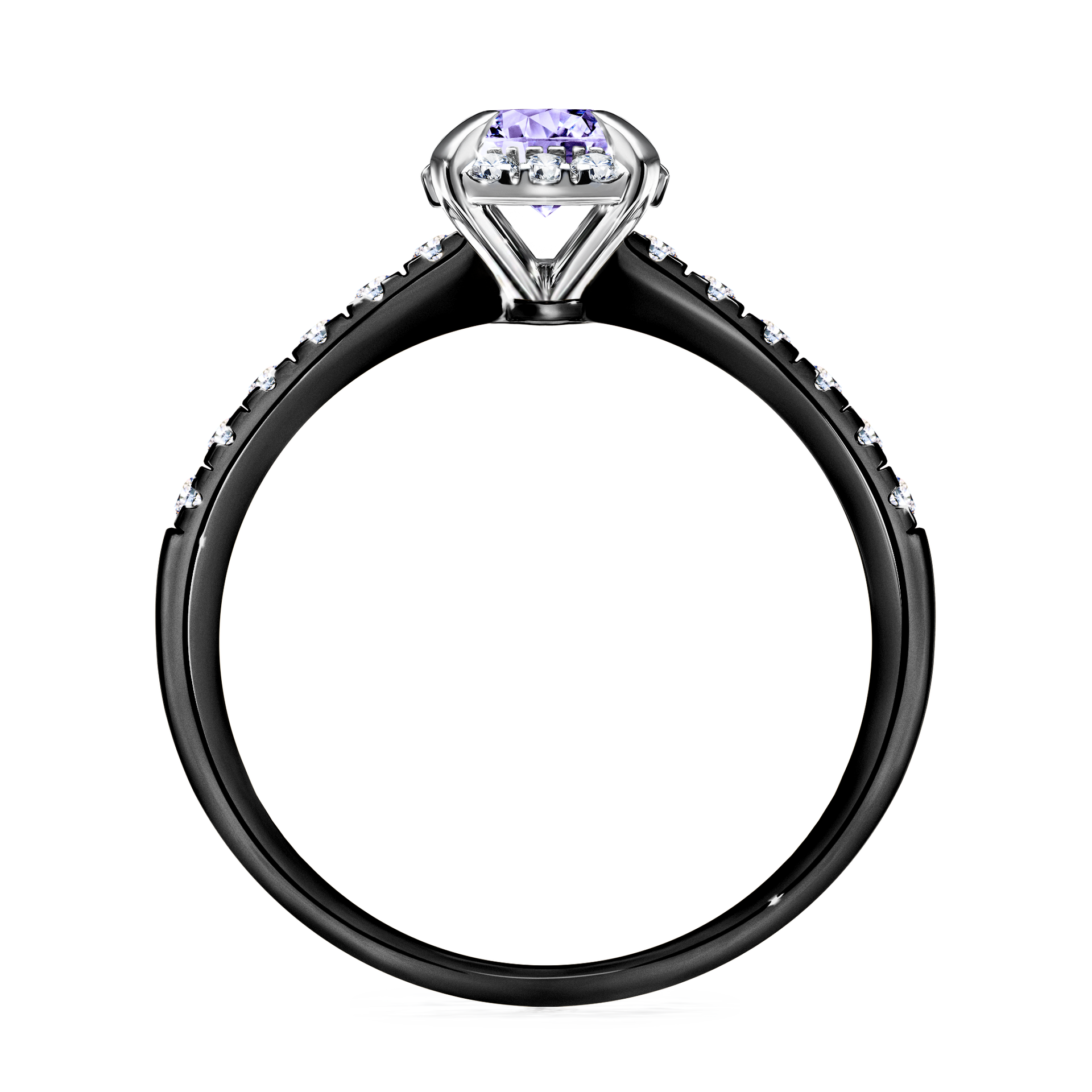 Pierścionek zaręczynowy My Princess z czarnego złota z tanzanitem 0,76CT
