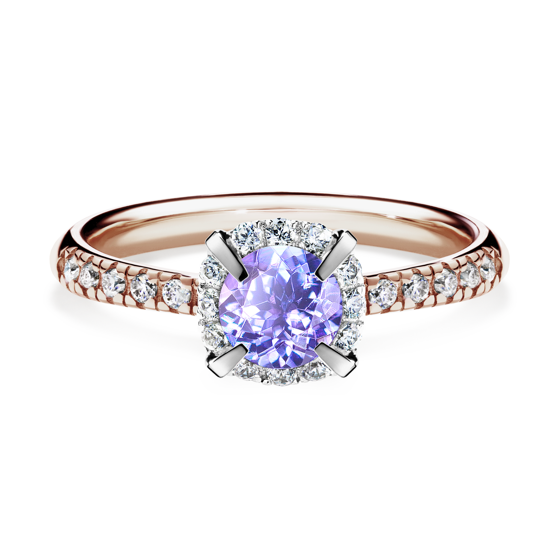 Pierścionek zaręczynowy My Princess z różowego złota z tanzanitem 0,76CT