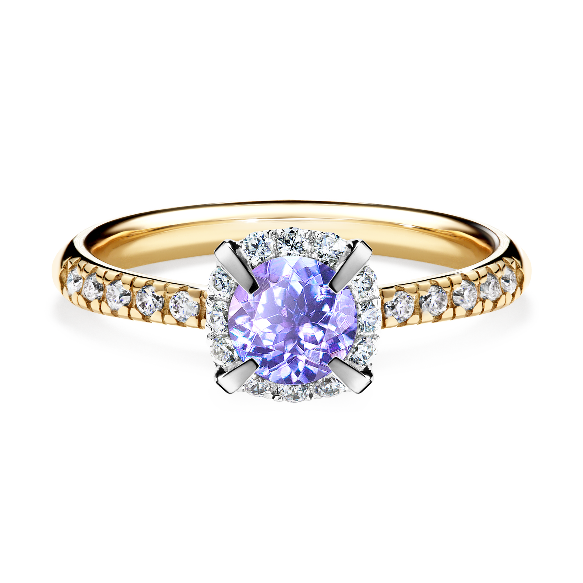 Pierścionek zaręczynowy My Princess z żółtego złota z tanzanitem 0,76CT