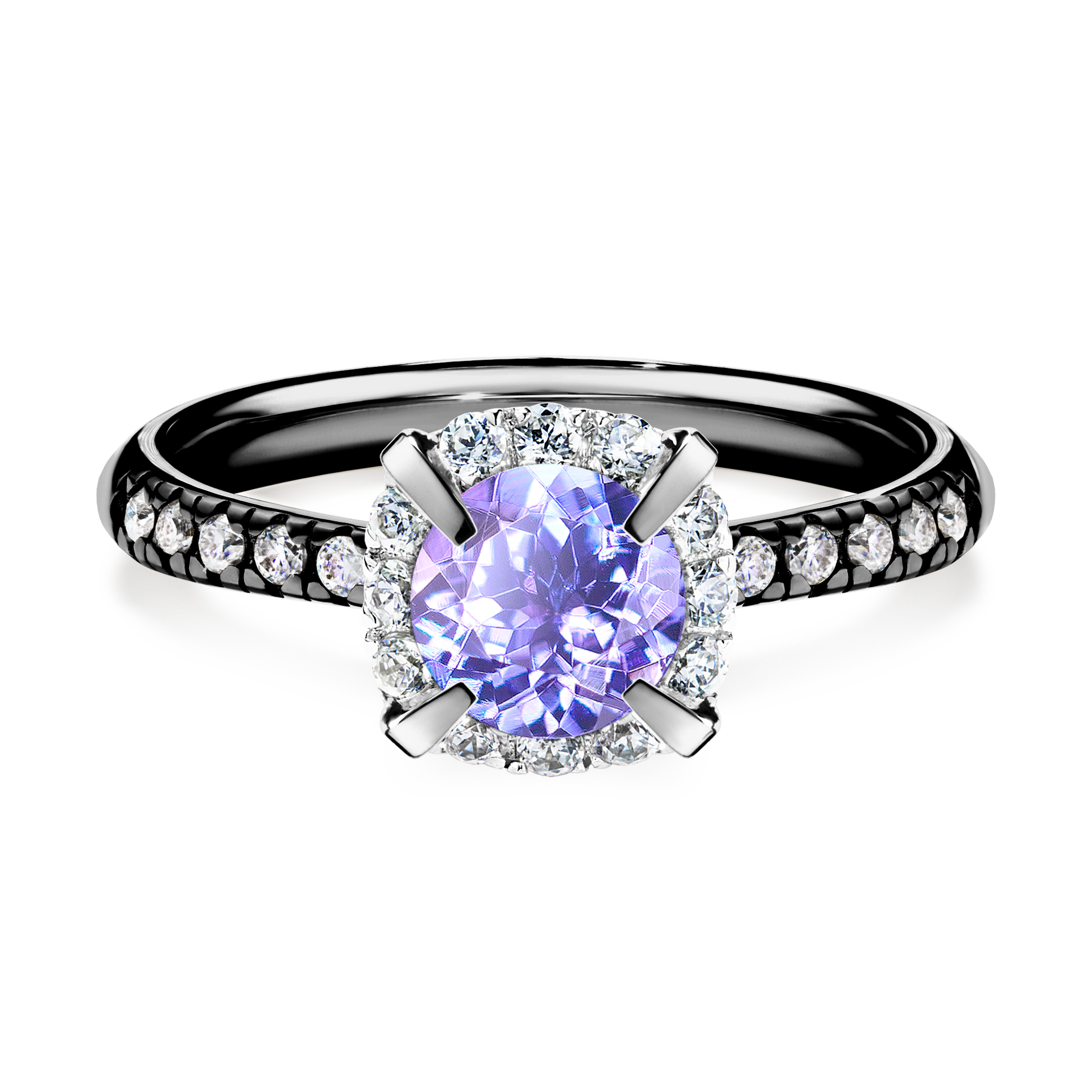 Pierścionek zaręczynowy My Princess z czarnego złota z tanzanitem 1,18CT