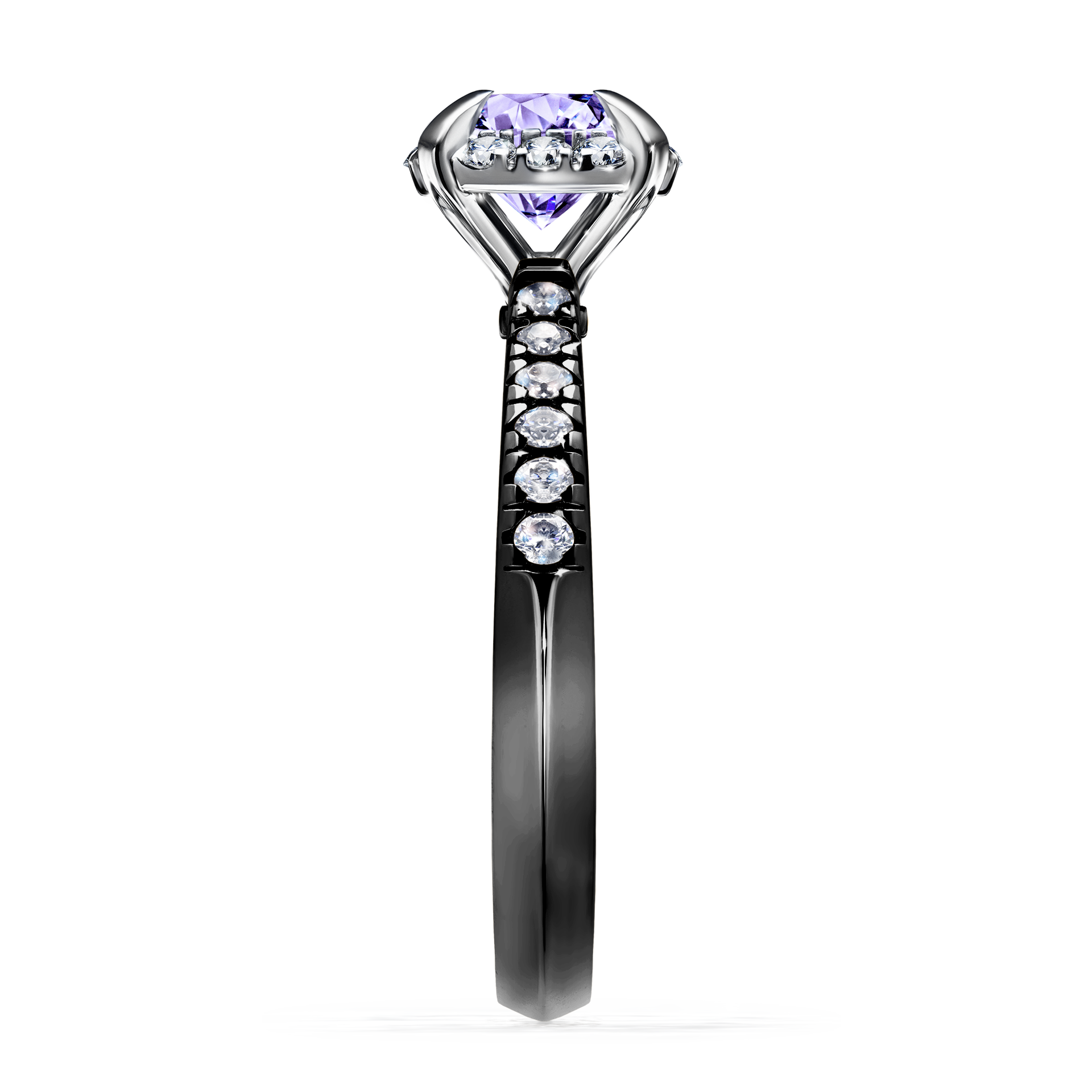 Pierścionek zaręczynowy My Princess z czarnego złota z tanzanitem 1,18CT